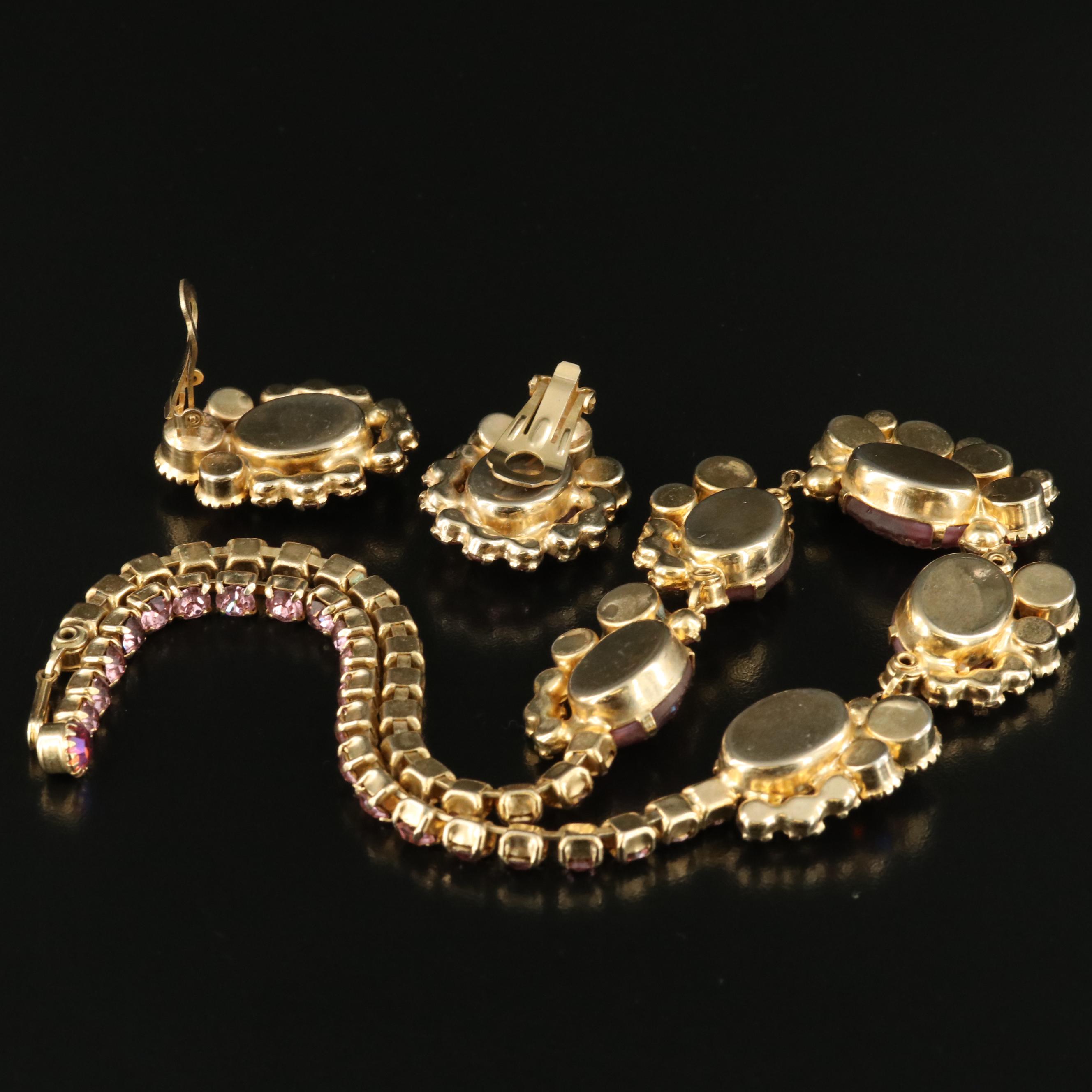 Vintage Juliana Poured Glass with Iridescent Rhinestone Necklace and Earrings