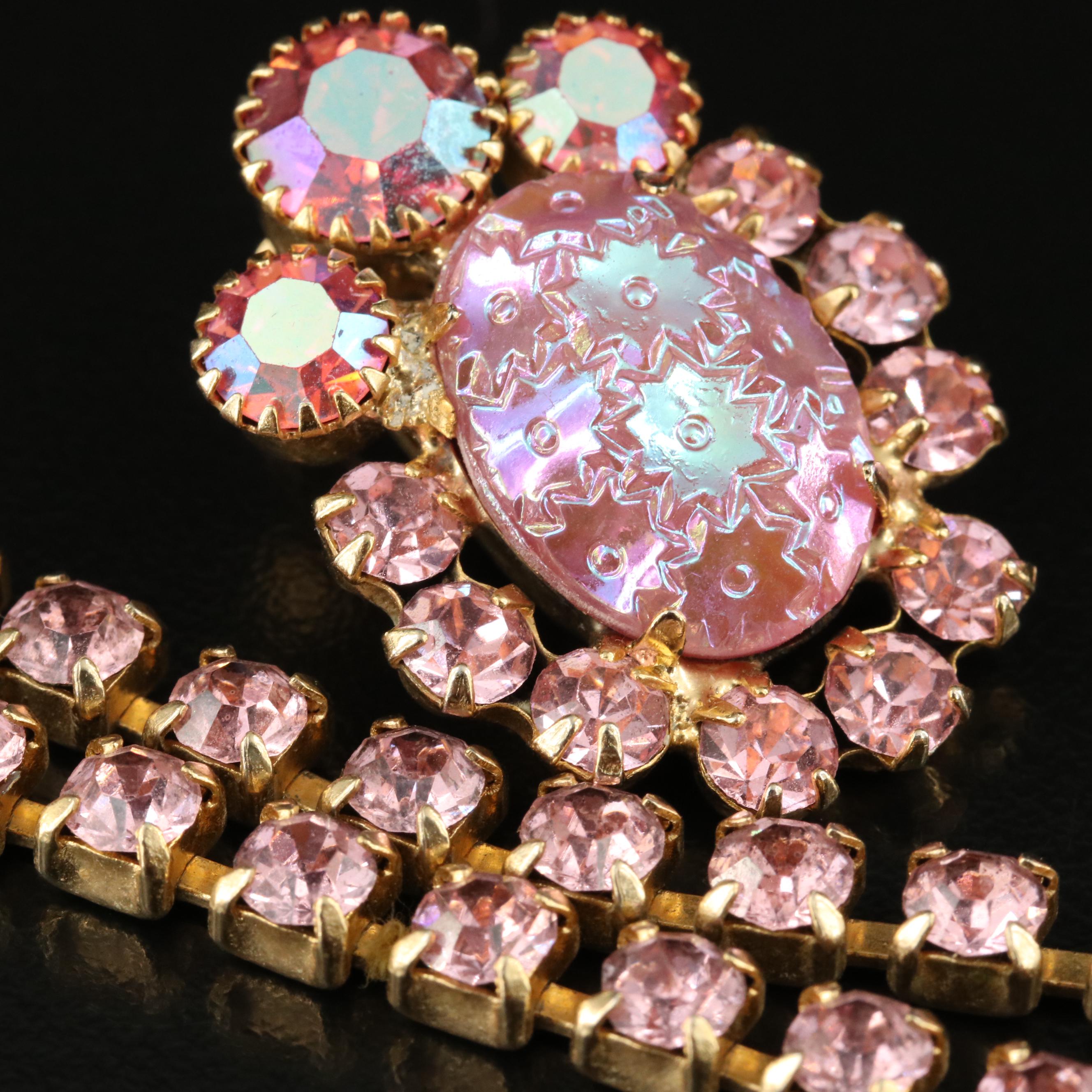 Vintage Juliana Poured Glass with Iridescent Rhinestone Necklace and Earrings