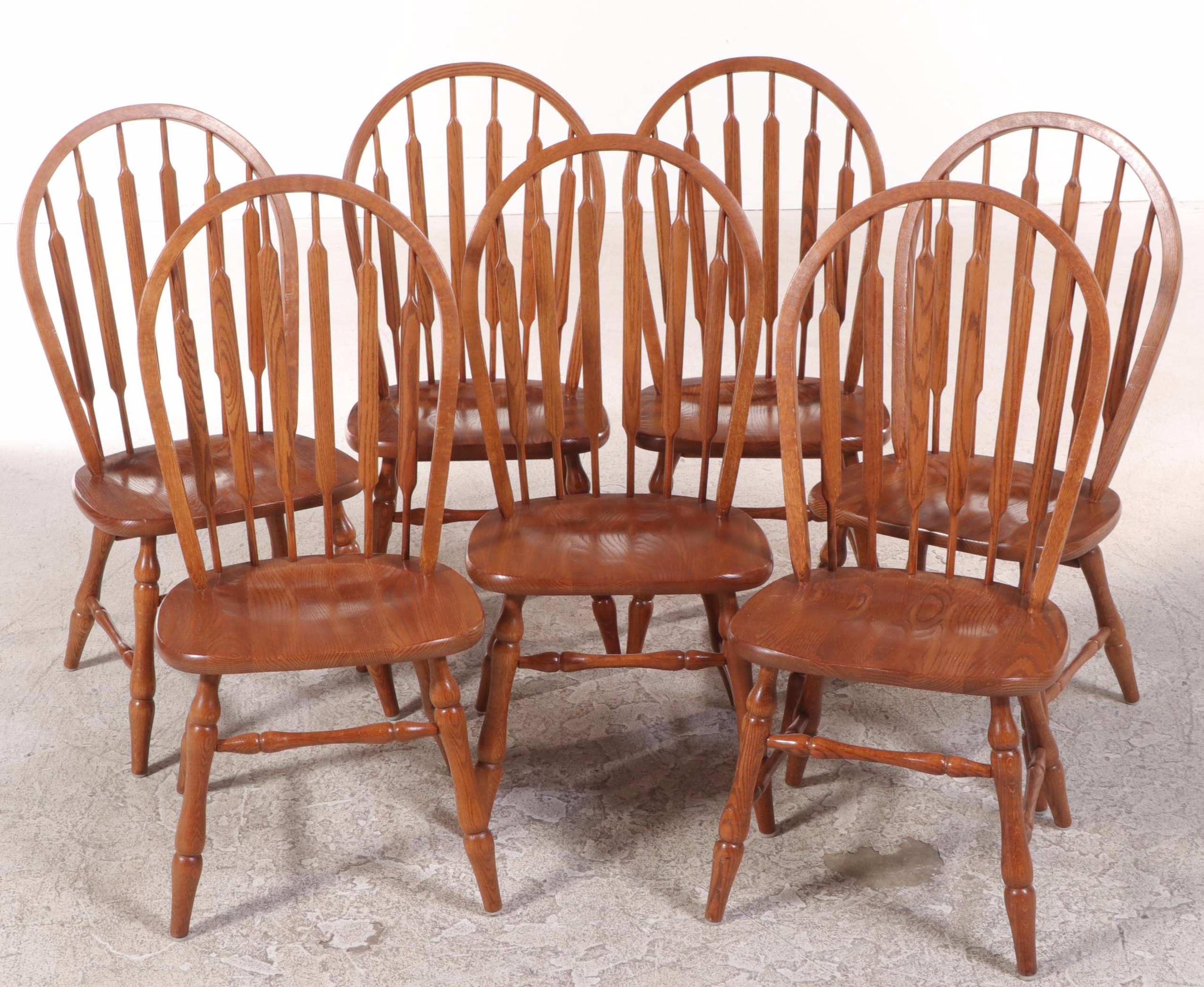 Oak Double Pedestal Dining Table with Tell City Chairs, Late 20th Century
