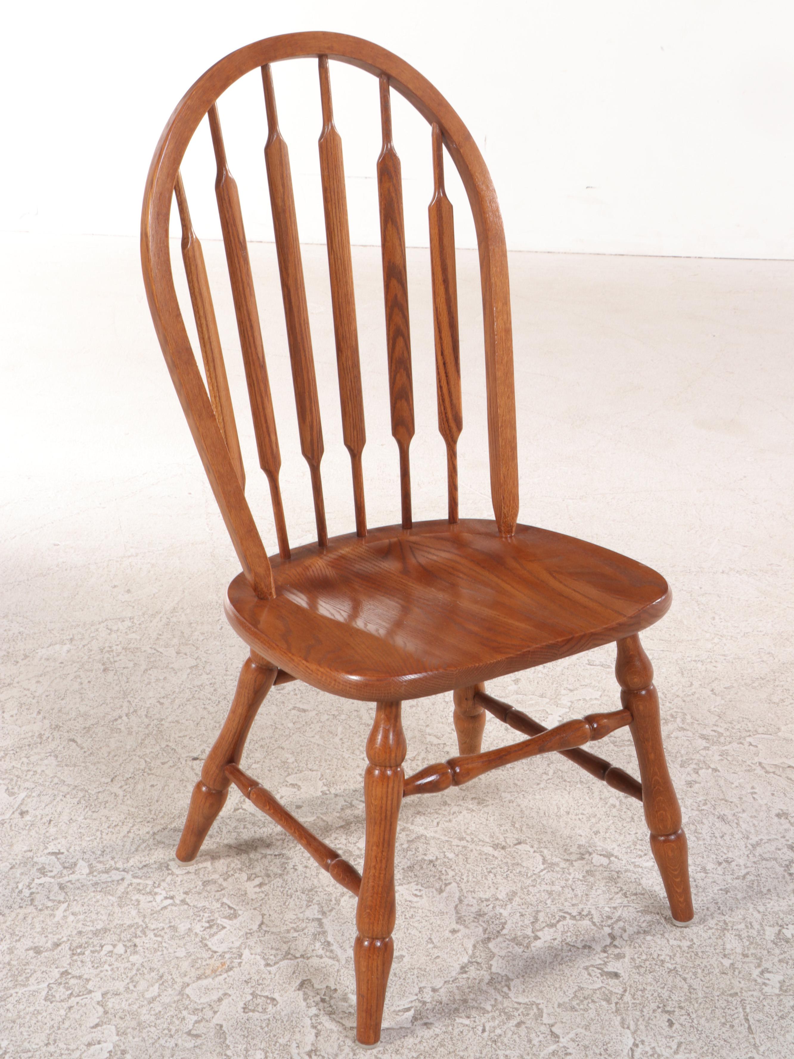Oak Double Pedestal Dining Table with Tell City Chairs, Late 20th Century