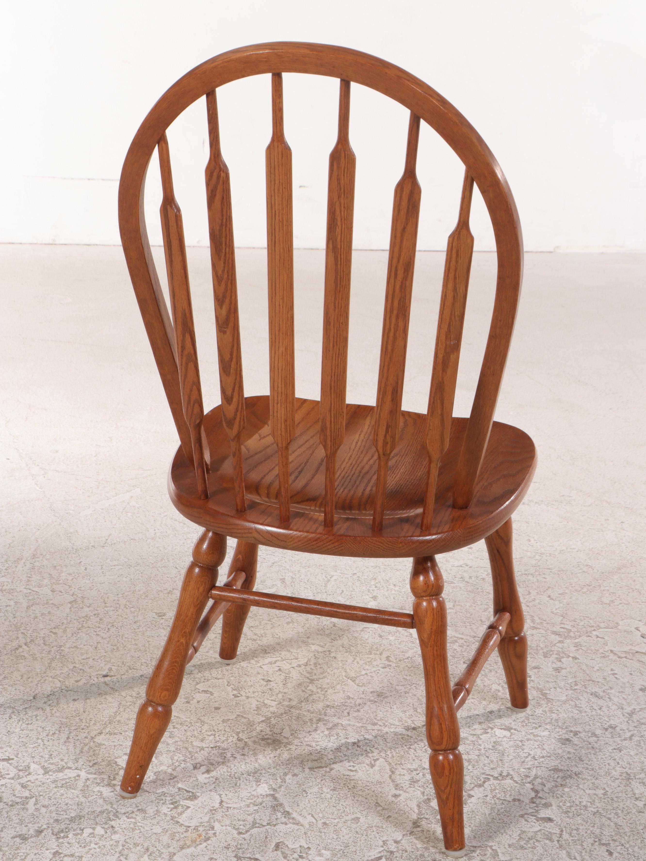 Oak Double Pedestal Dining Table with Tell City Chairs, Late 20th Century