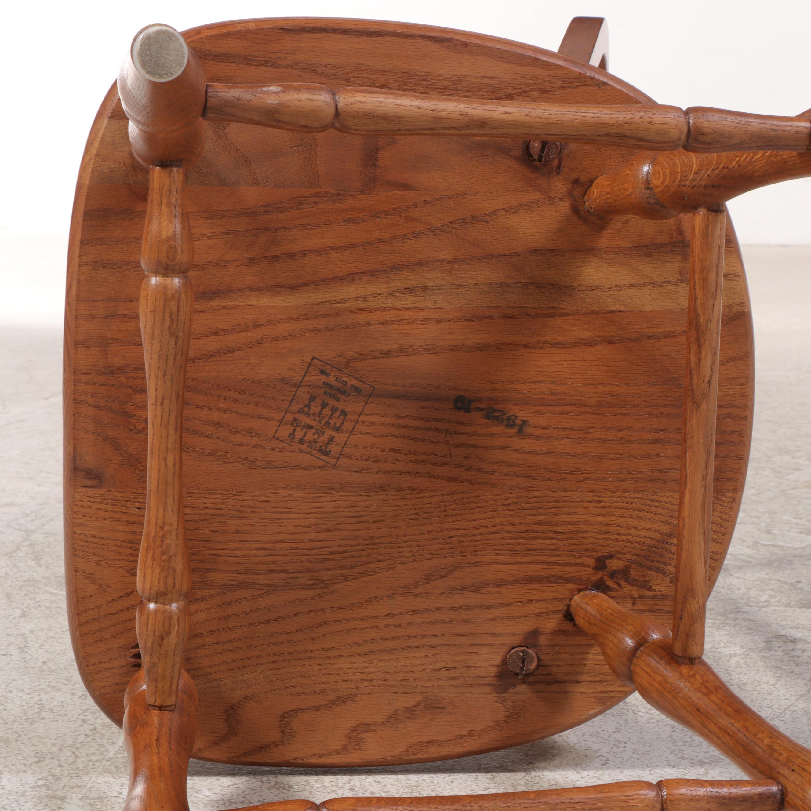 Oak Double Pedestal Dining Table with Tell City Chairs, Late 20th Century