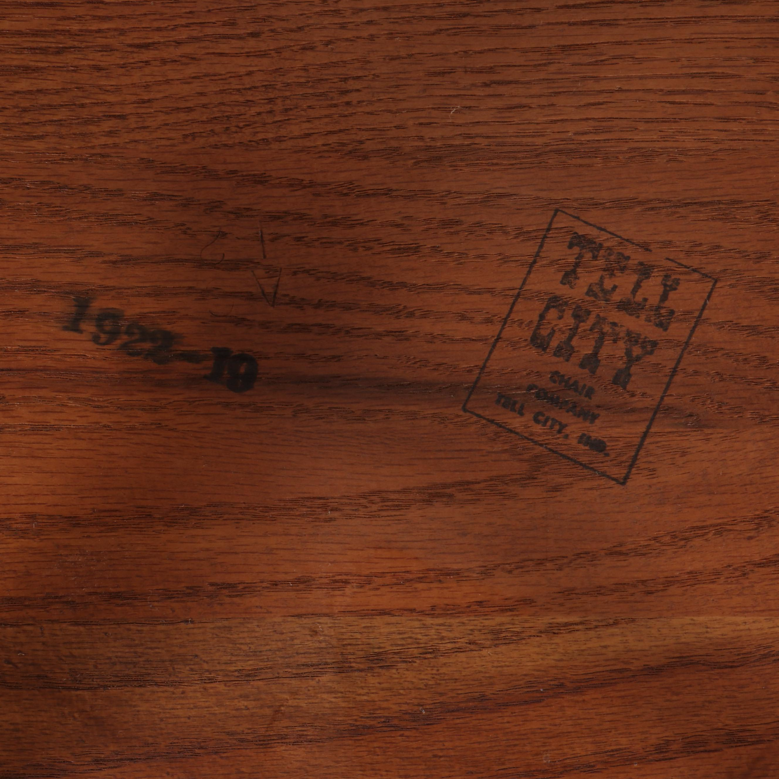 Oak Double Pedestal Dining Table with Tell City Chairs, Late 20th Century