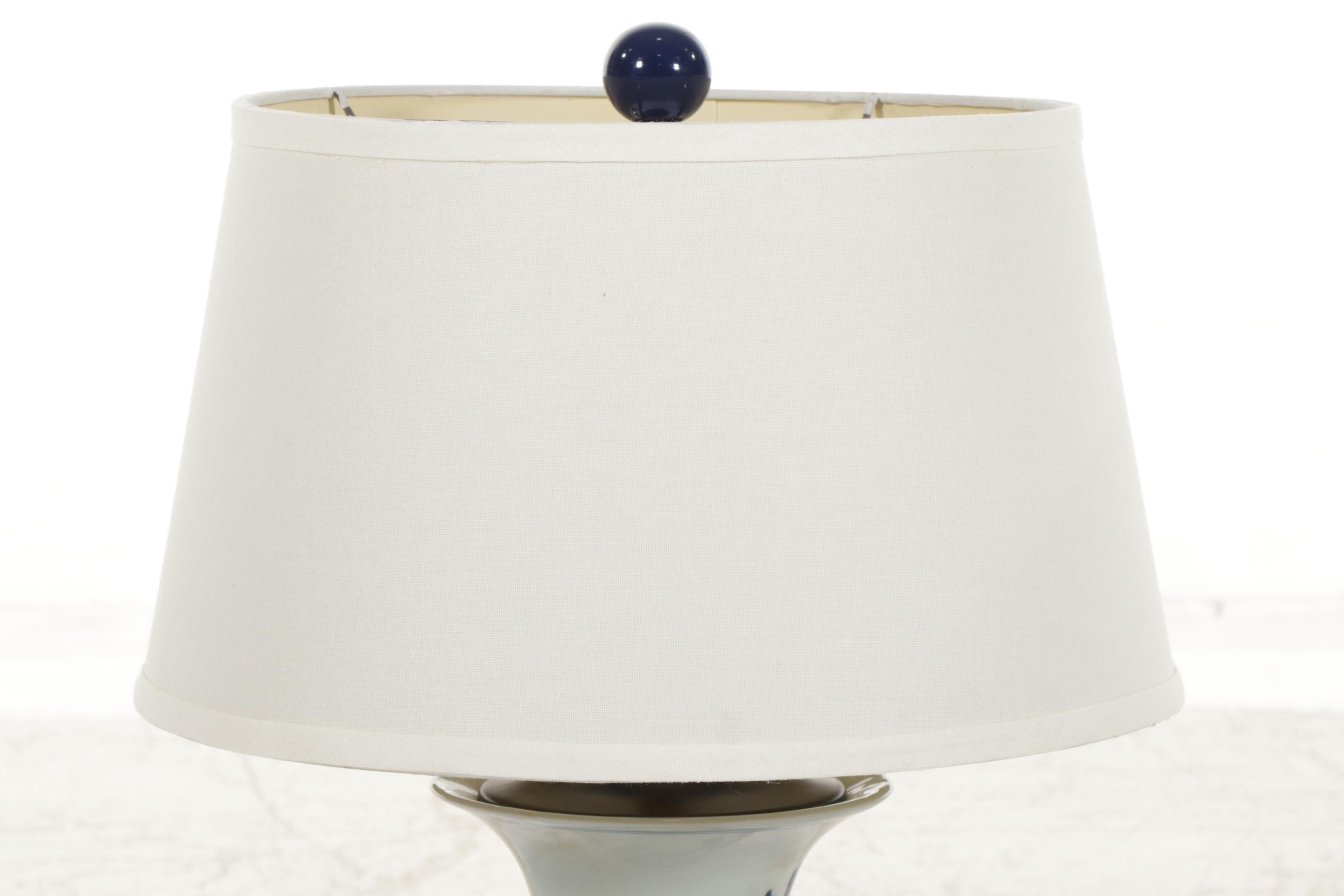 Chinese Blue and White Porcelain Gu Beaker Vase Table Lamps