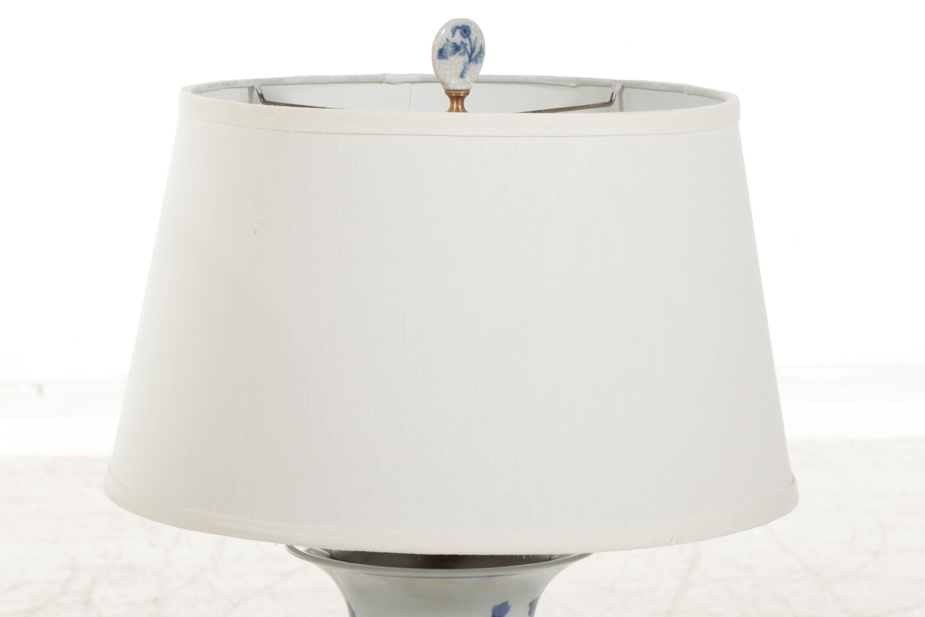 Chinese Blue and White Porcelain Gu Beaker Vase Table Lamps