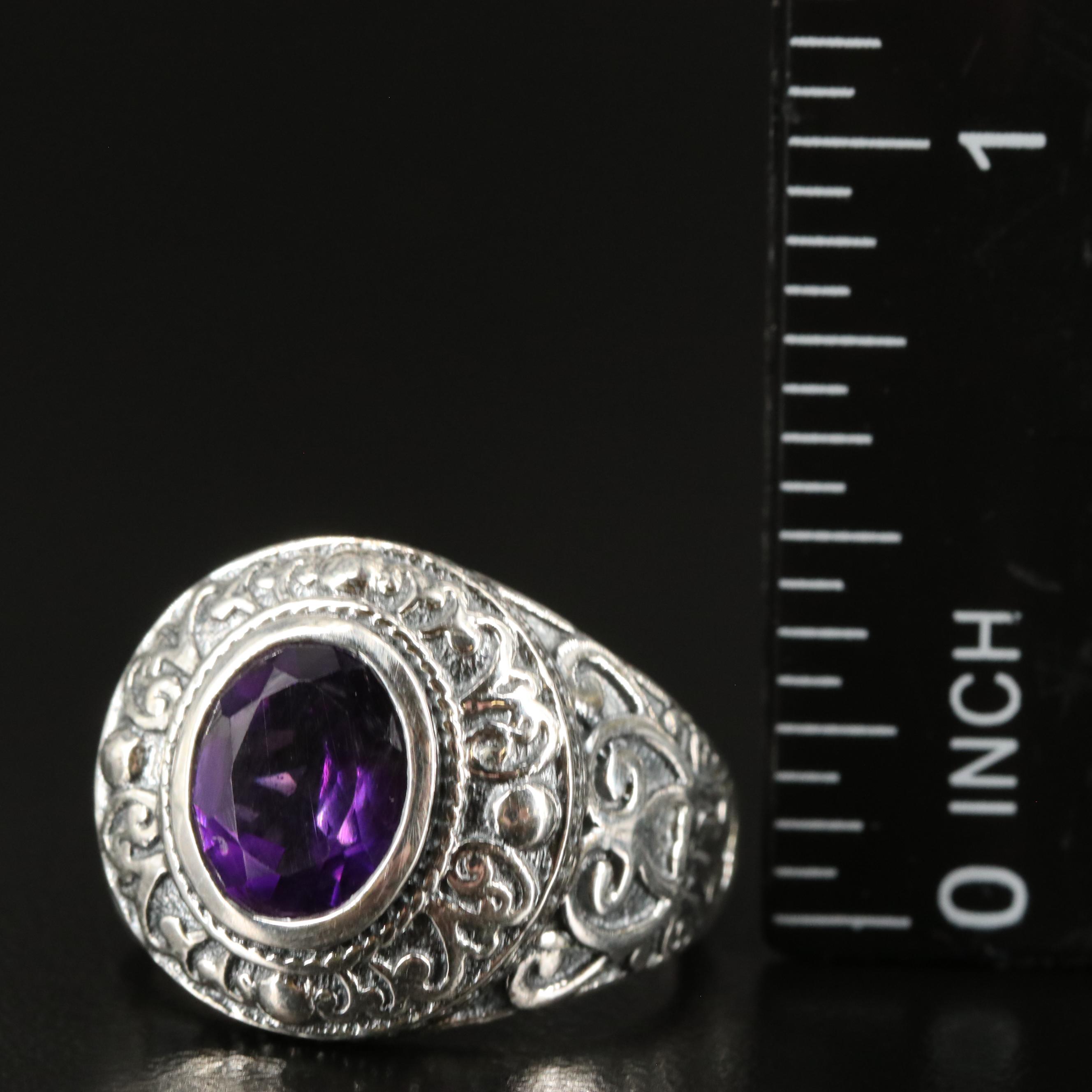 Sterling Amethyst Tapered Ring