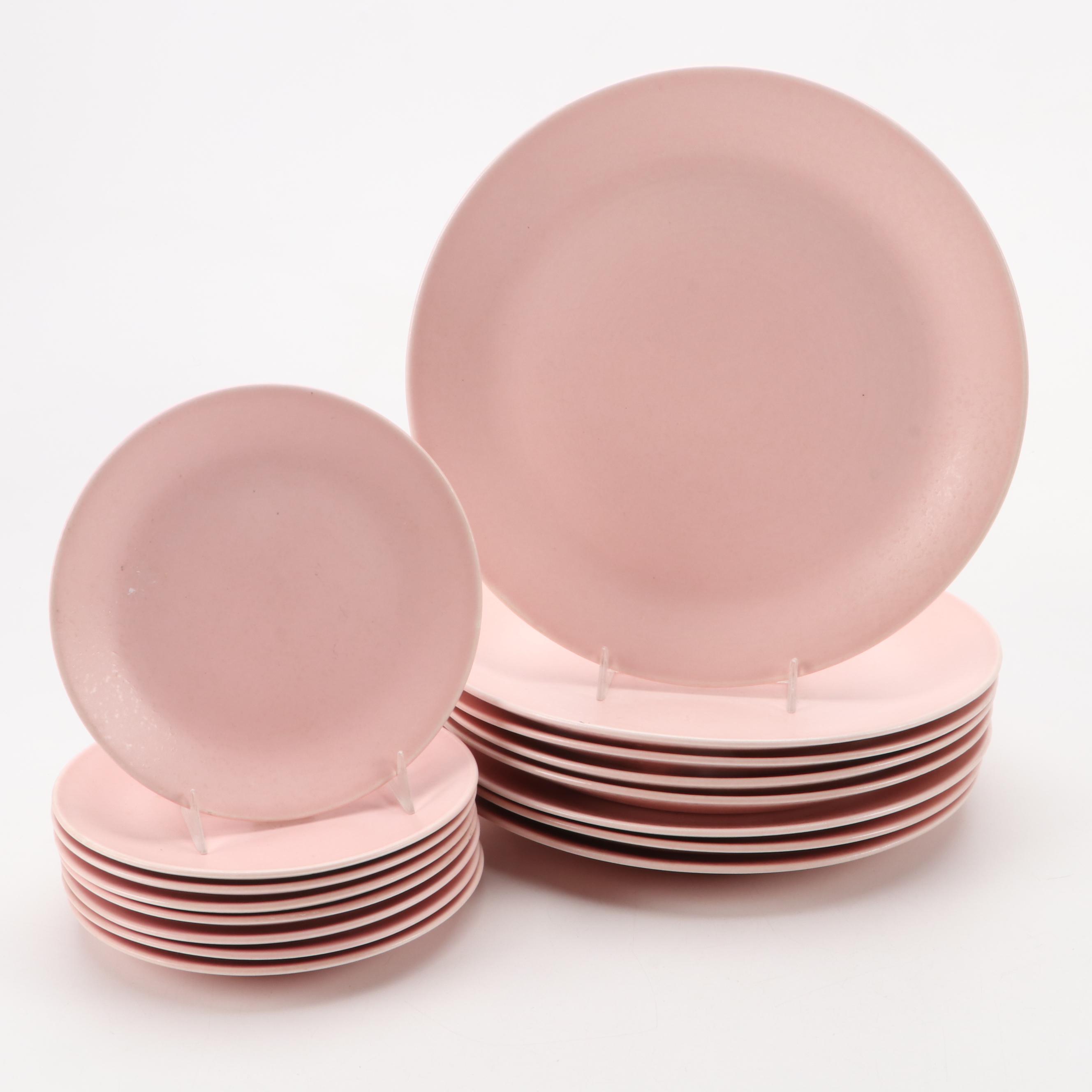 Mid Century Modern Pink Glazed Ceramic Tableware, Mid to Late 20th Century