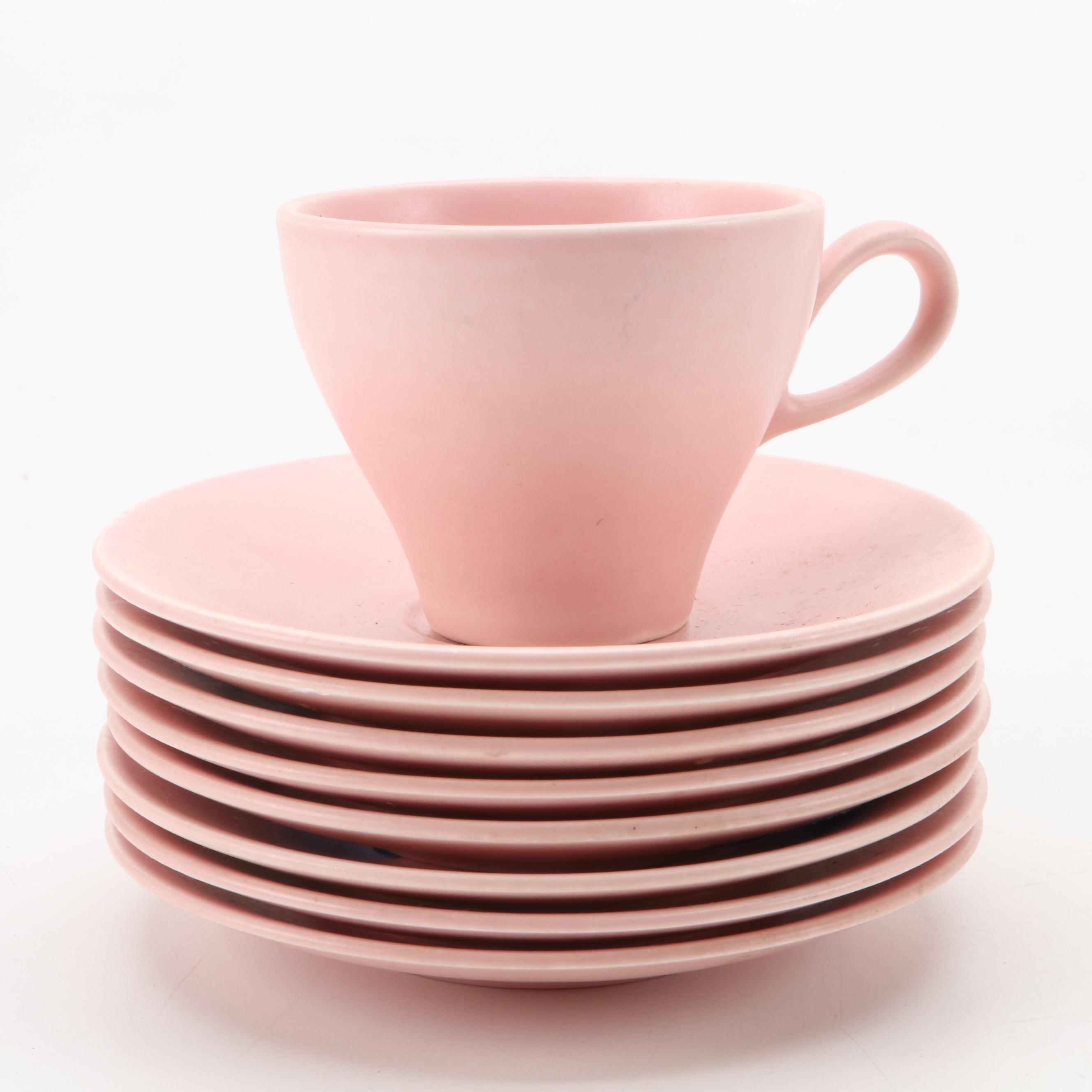 Mid Century Modern Pink Glazed Ceramic Tableware, Mid to Late 20th Century