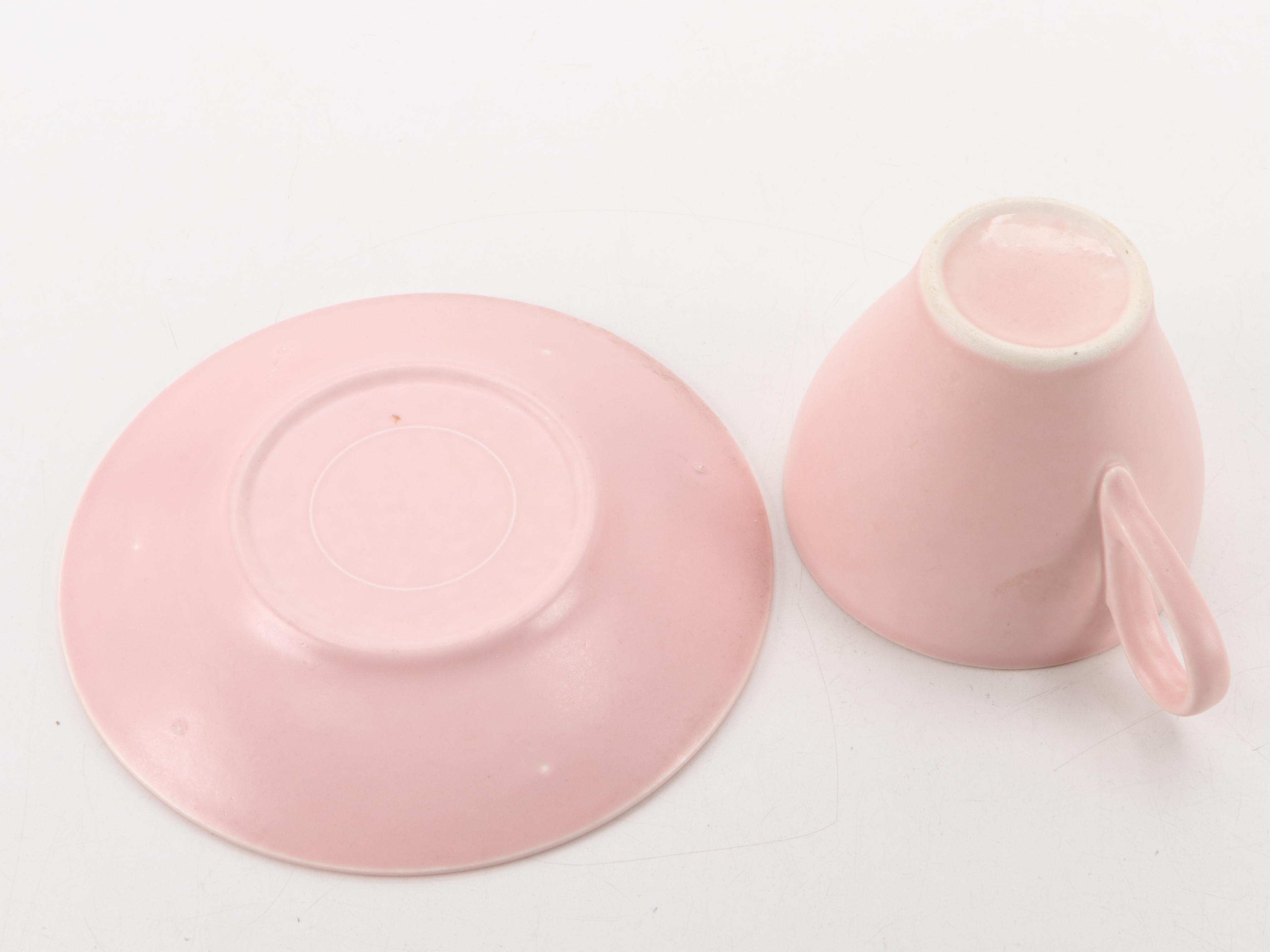 Mid Century Modern Pink Glazed Ceramic Tableware, Mid to Late 20th Century