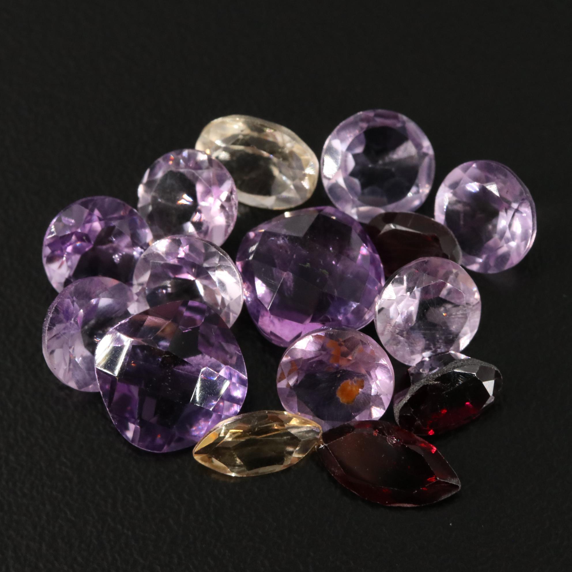 Loose 18.42 CTW Amethyst, Citrine, and Garnet Lot