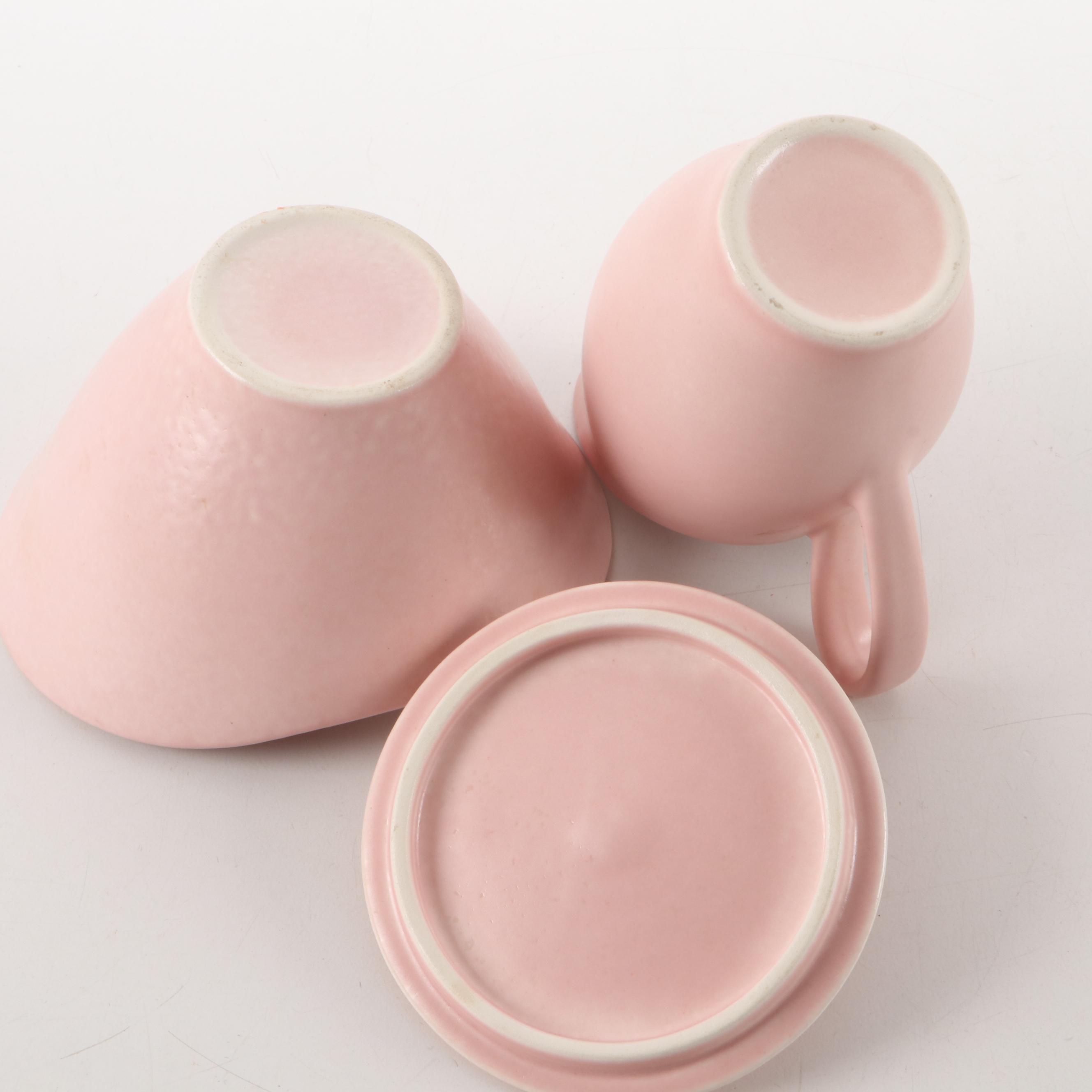 Mid Century Modern Pink Glazed Ceramic Tableware, Mid to Late 20th Century