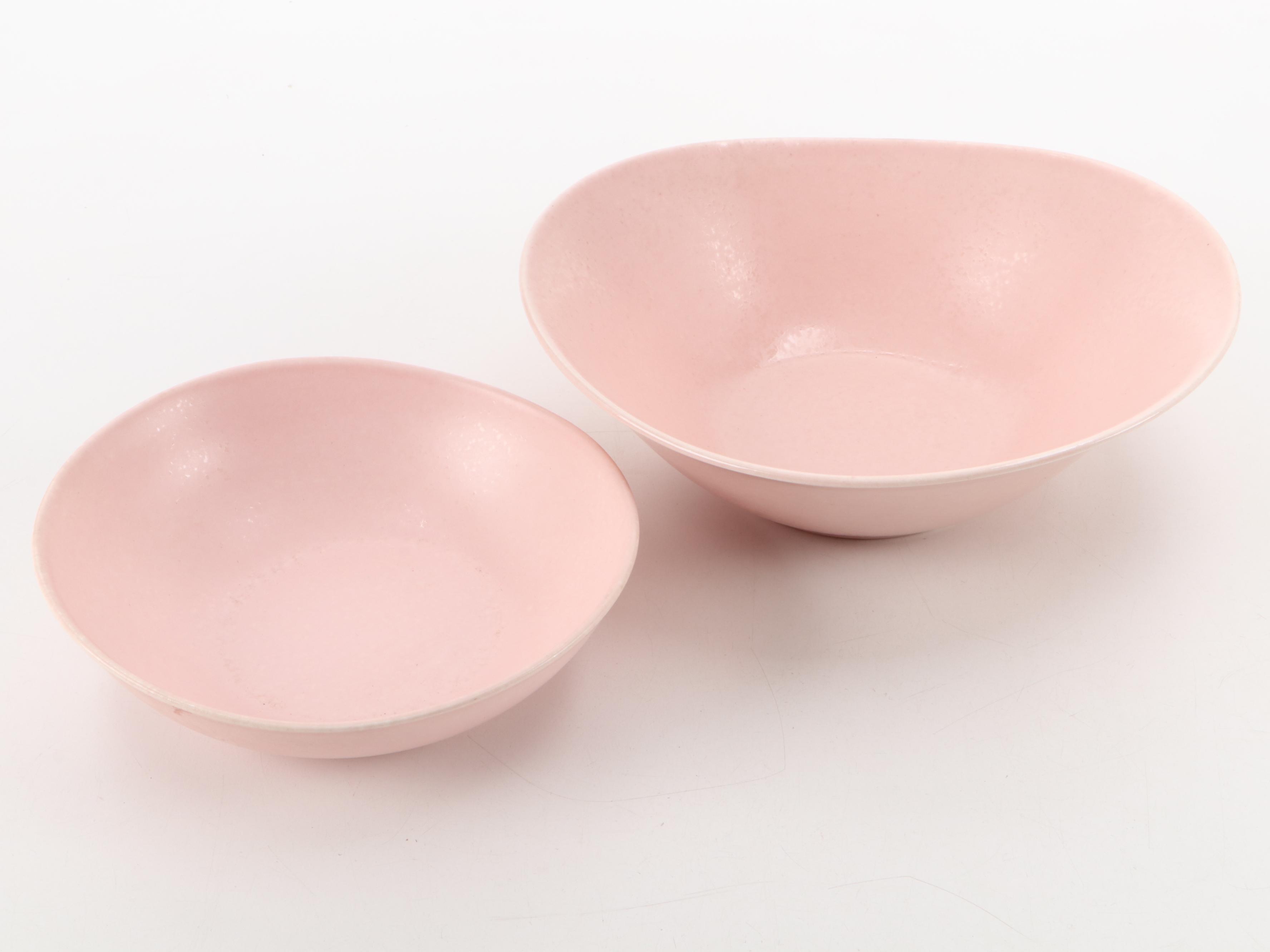 Mid Century Modern Pink Glazed Ceramic Tableware, Mid to Late 20th Century