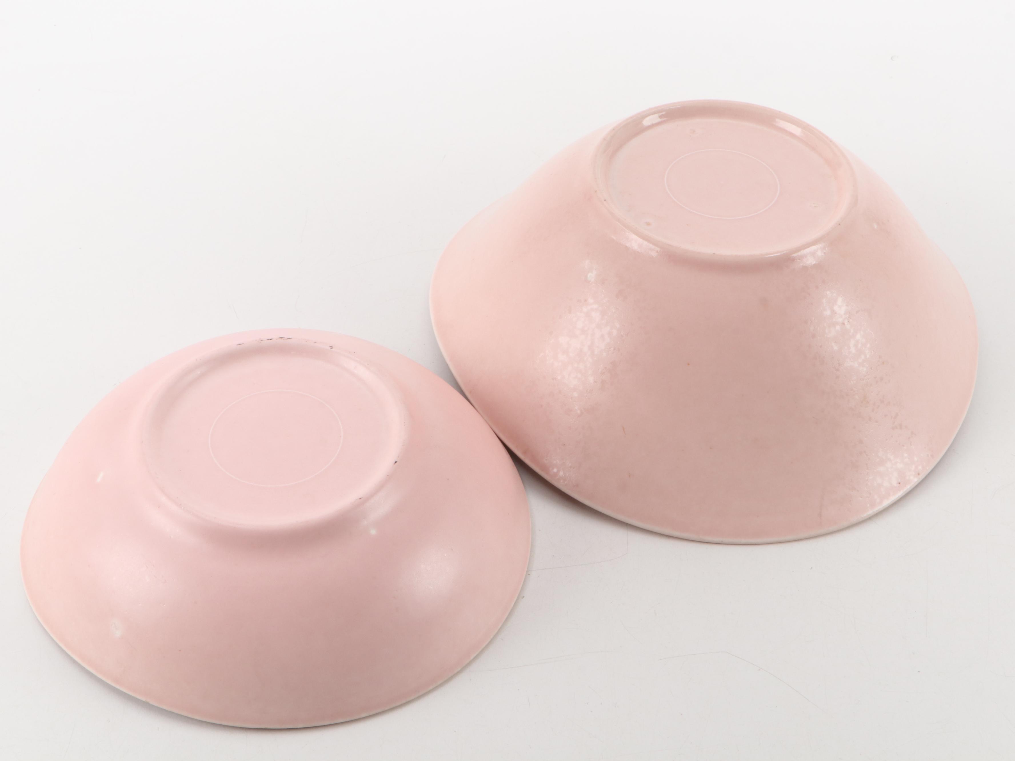 Mid Century Modern Pink Glazed Ceramic Tableware, Mid to Late 20th Century
