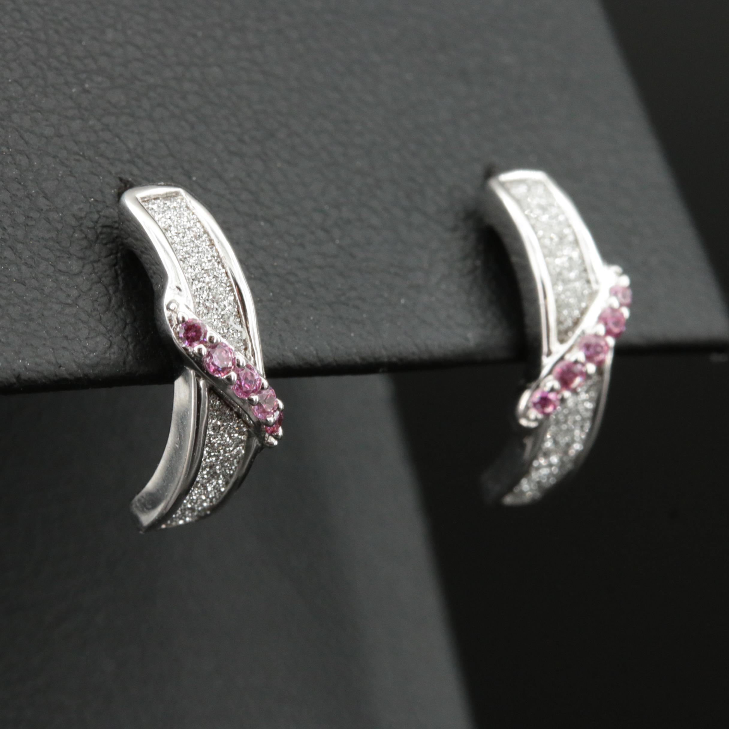 Sterling Cubic Zirconia J-Hoop Earrings