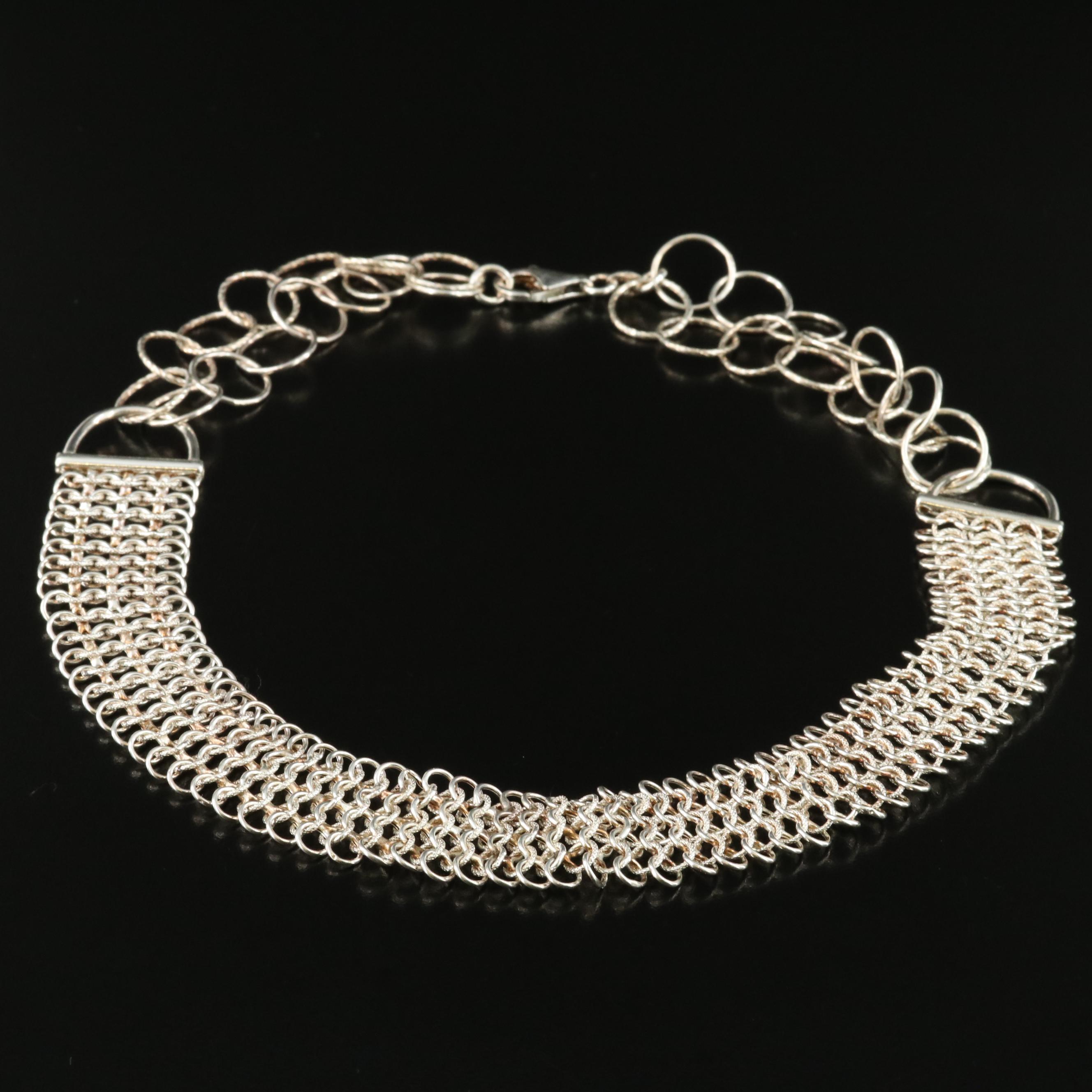 Italian Sterling Chain Mail Necklace