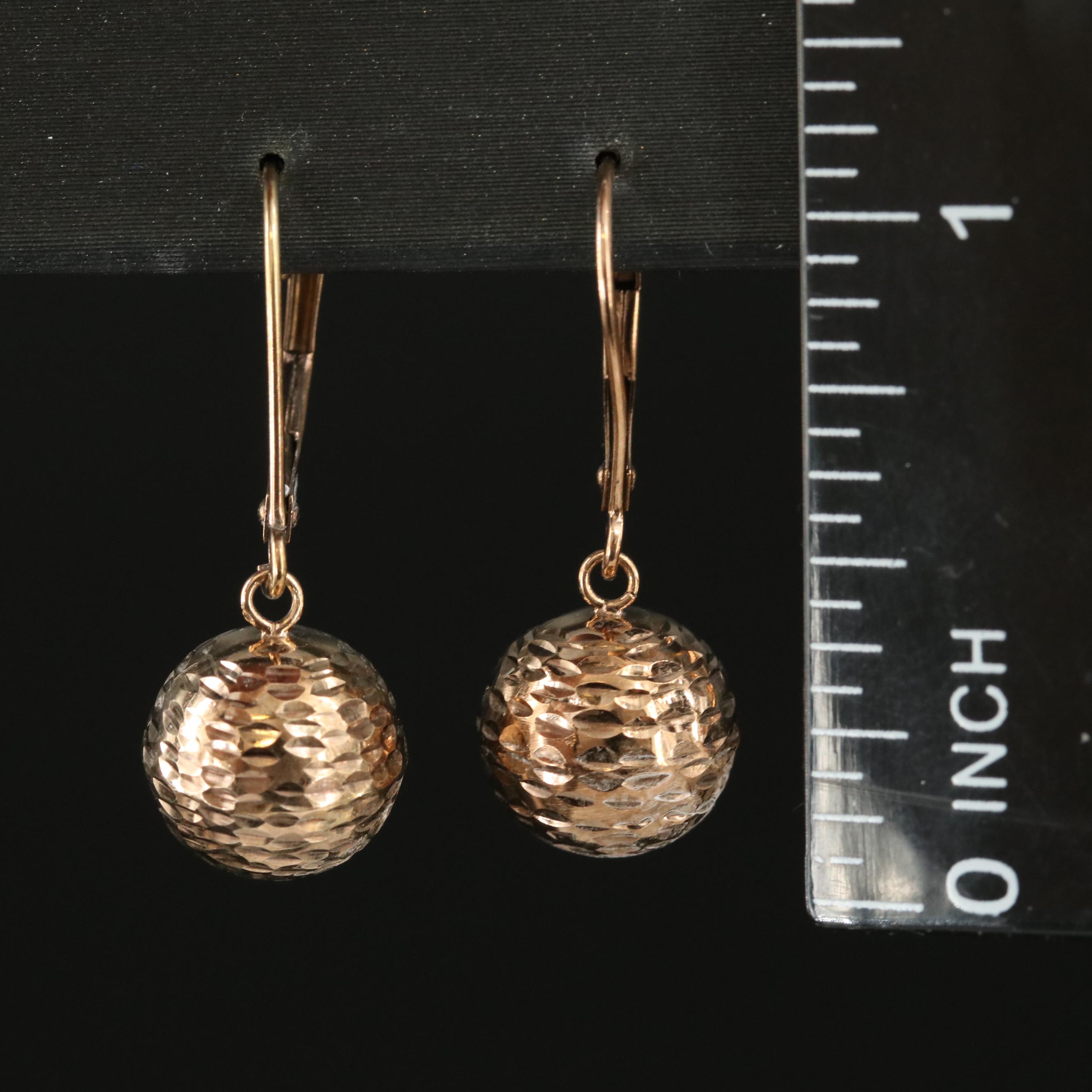 14K Hoop and Diamond Cut Drop Earrings