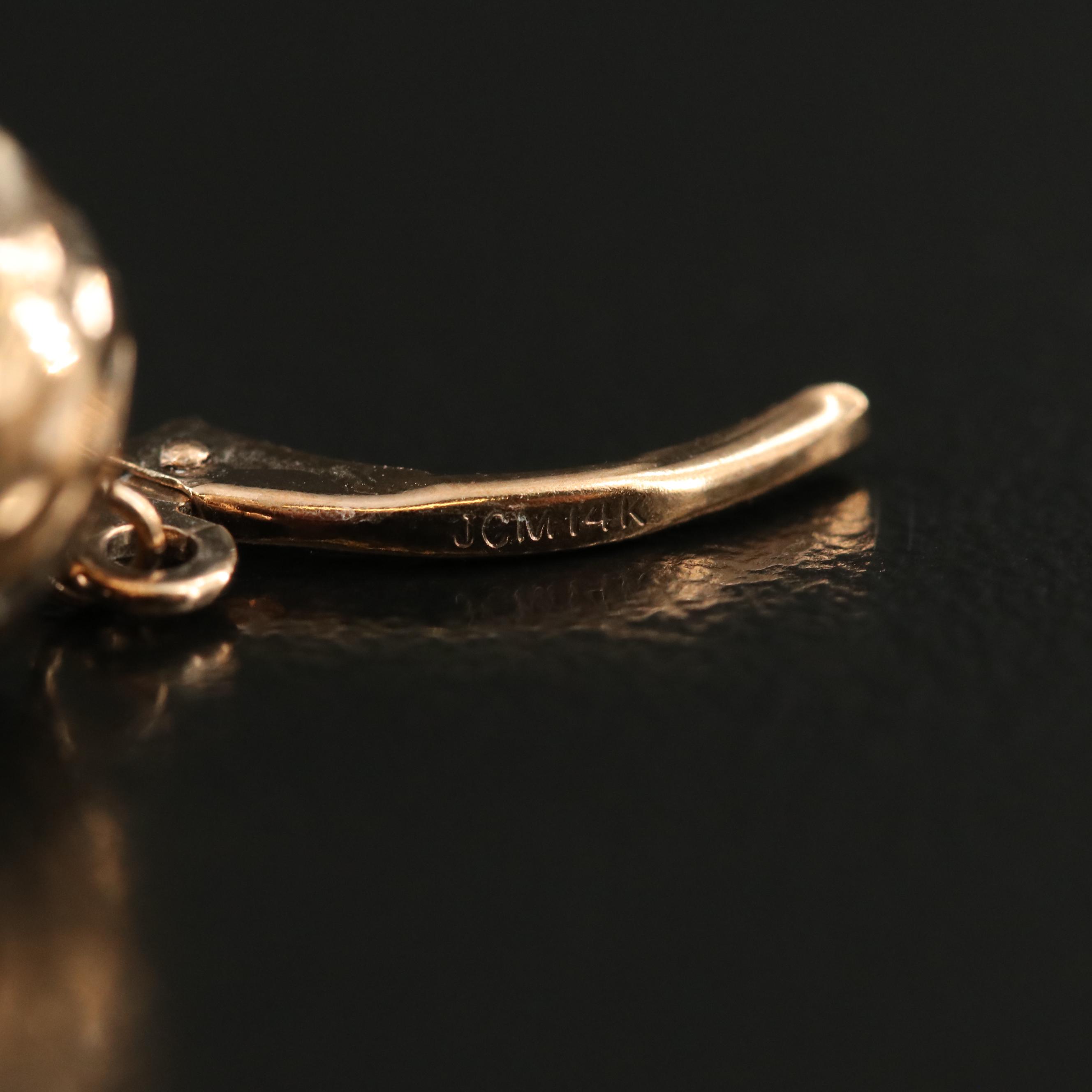 14K Hoop and Diamond Cut Drop Earrings