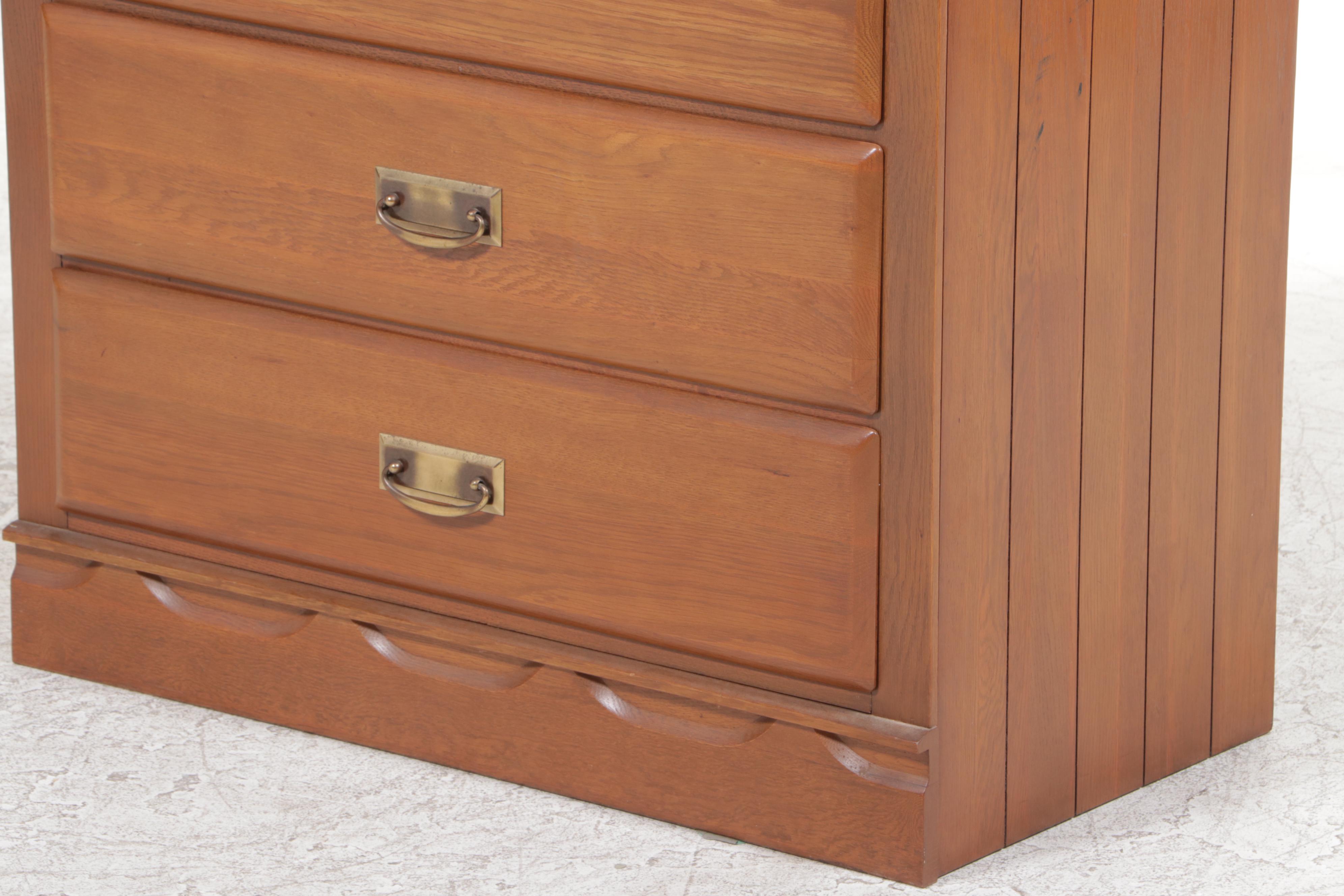 Cavalier Oak Four-Drawer Chest, Mid-20th Century