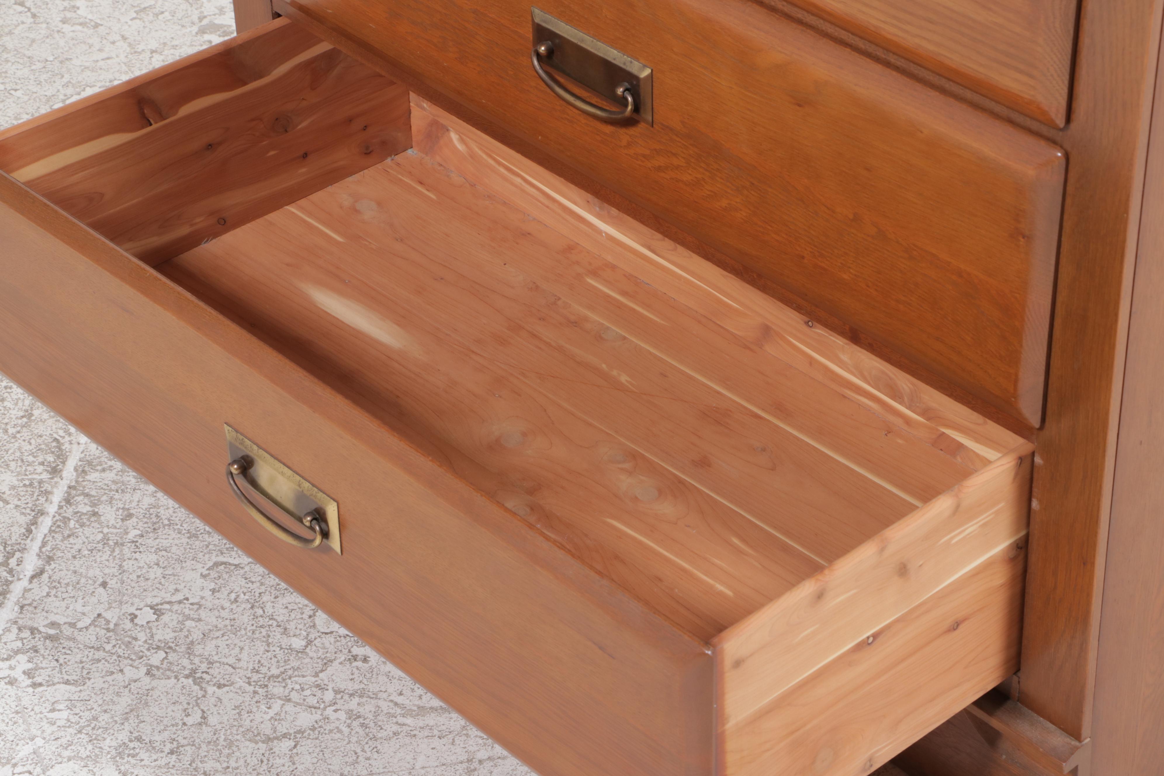 Cavalier Oak Four-Drawer Chest, Mid-20th Century