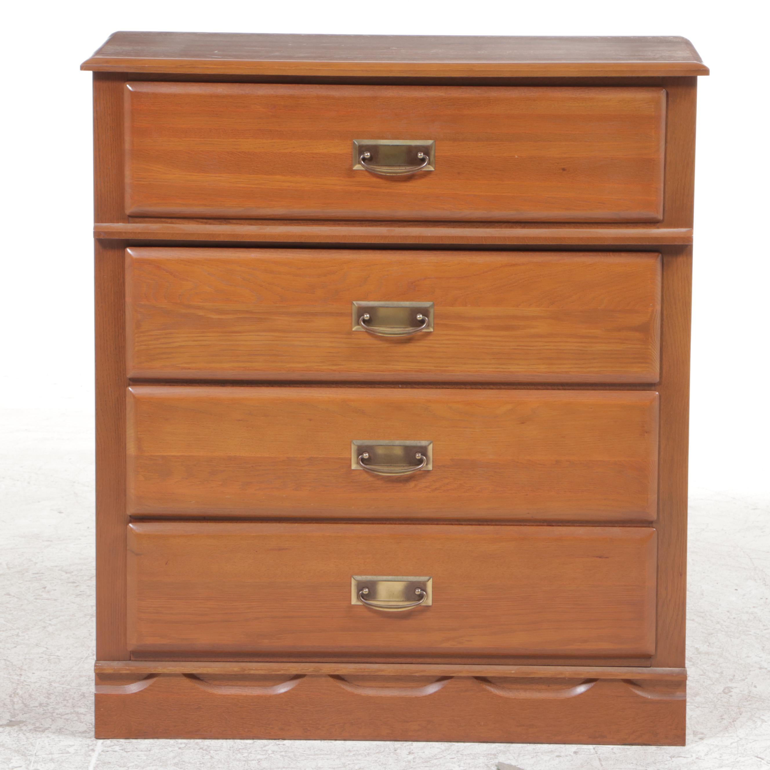 Cavalier Oak Four-Drawer Chest, Mid-20th Century