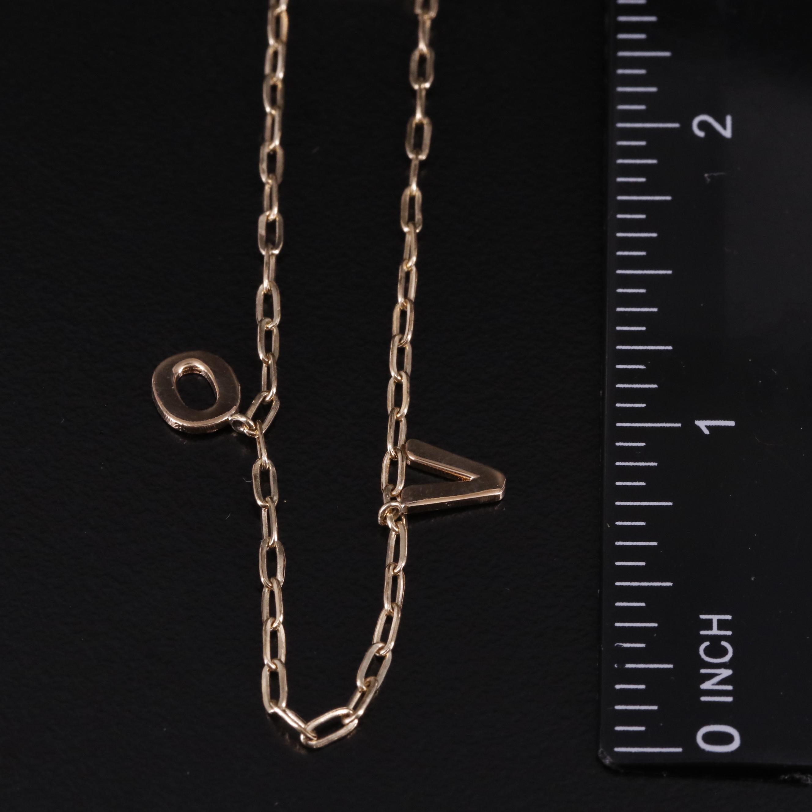 14K Paper Clip Chain "Love" Necklace