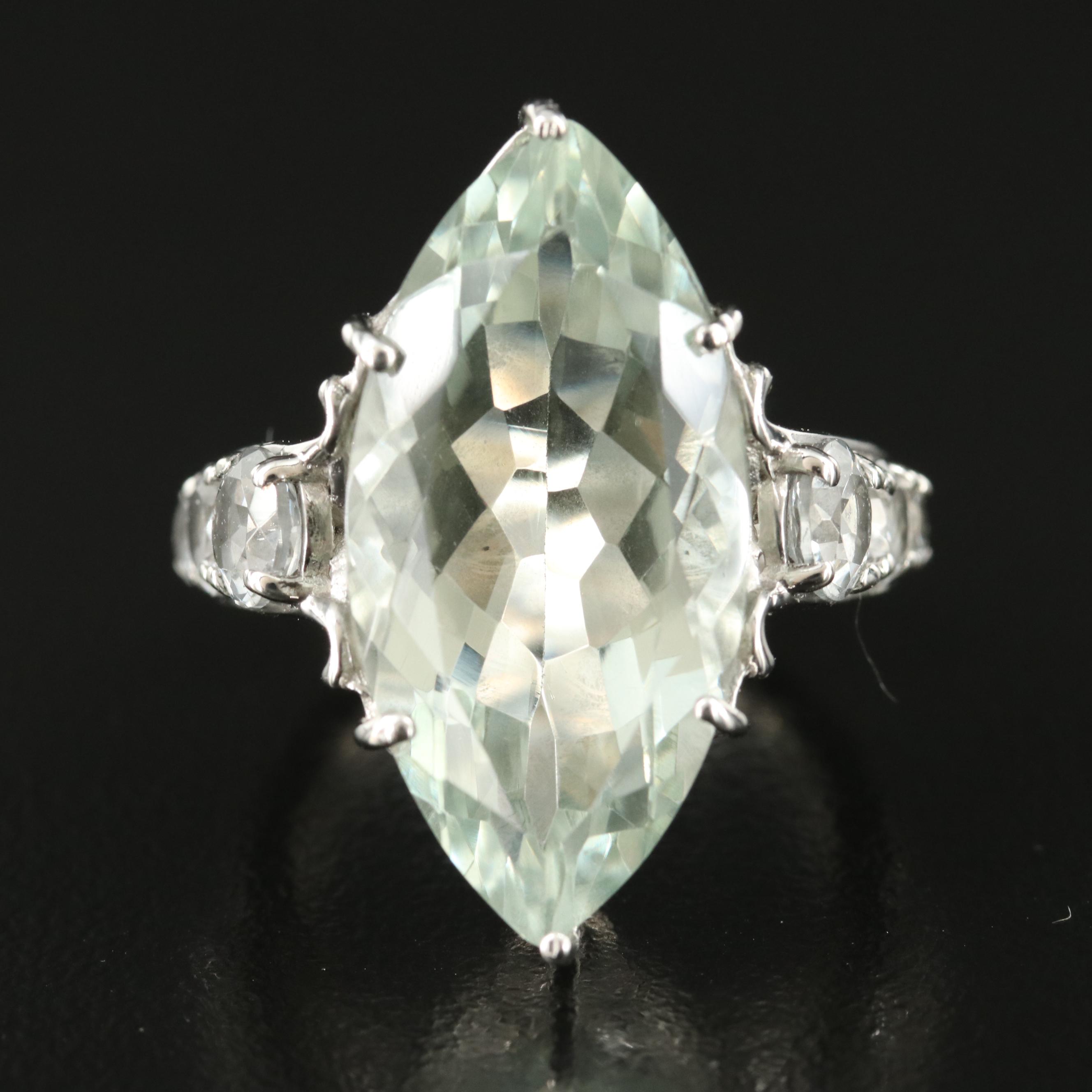 Sterling Prasiolite and Topaz Ring
