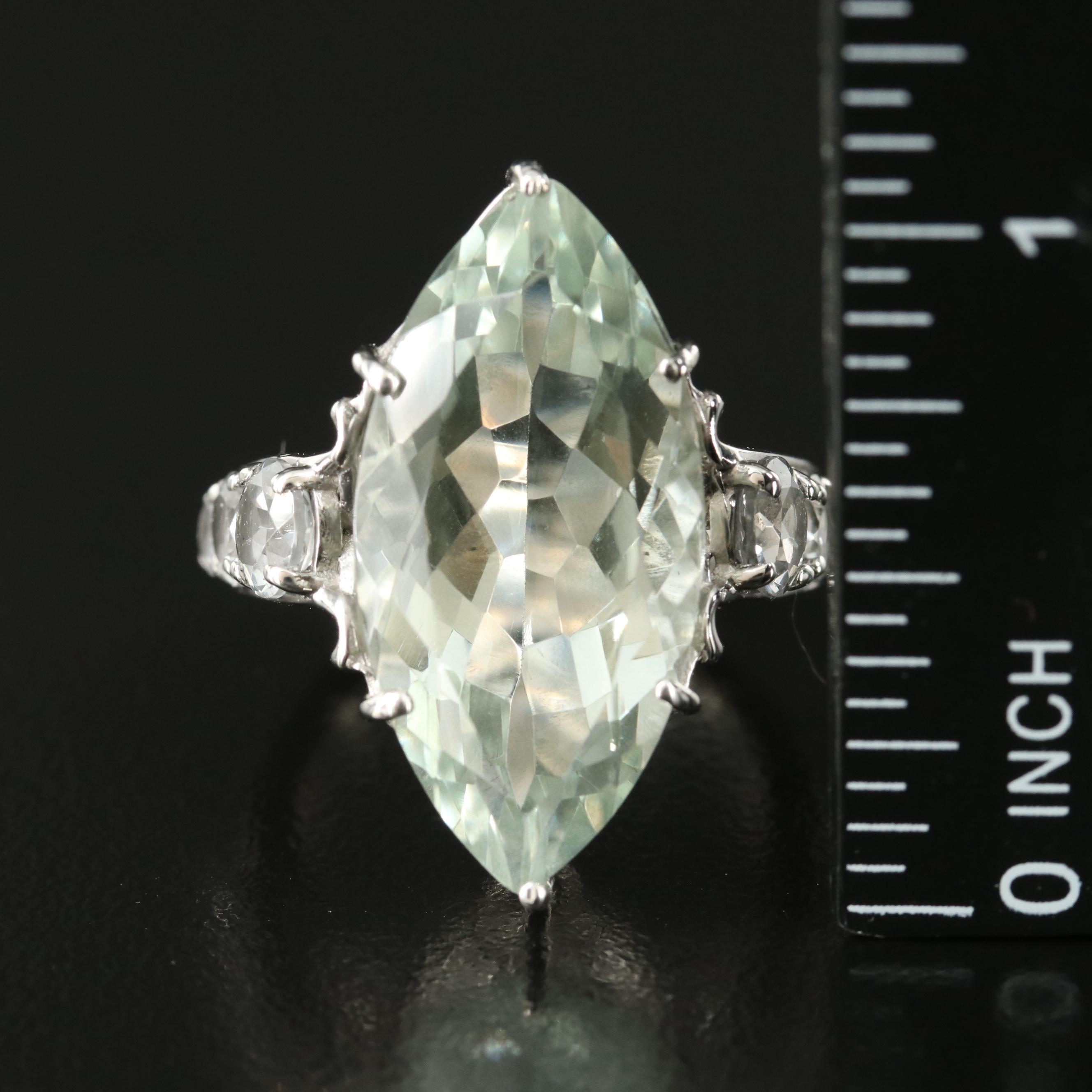 Sterling Prasiolite and Topaz Ring