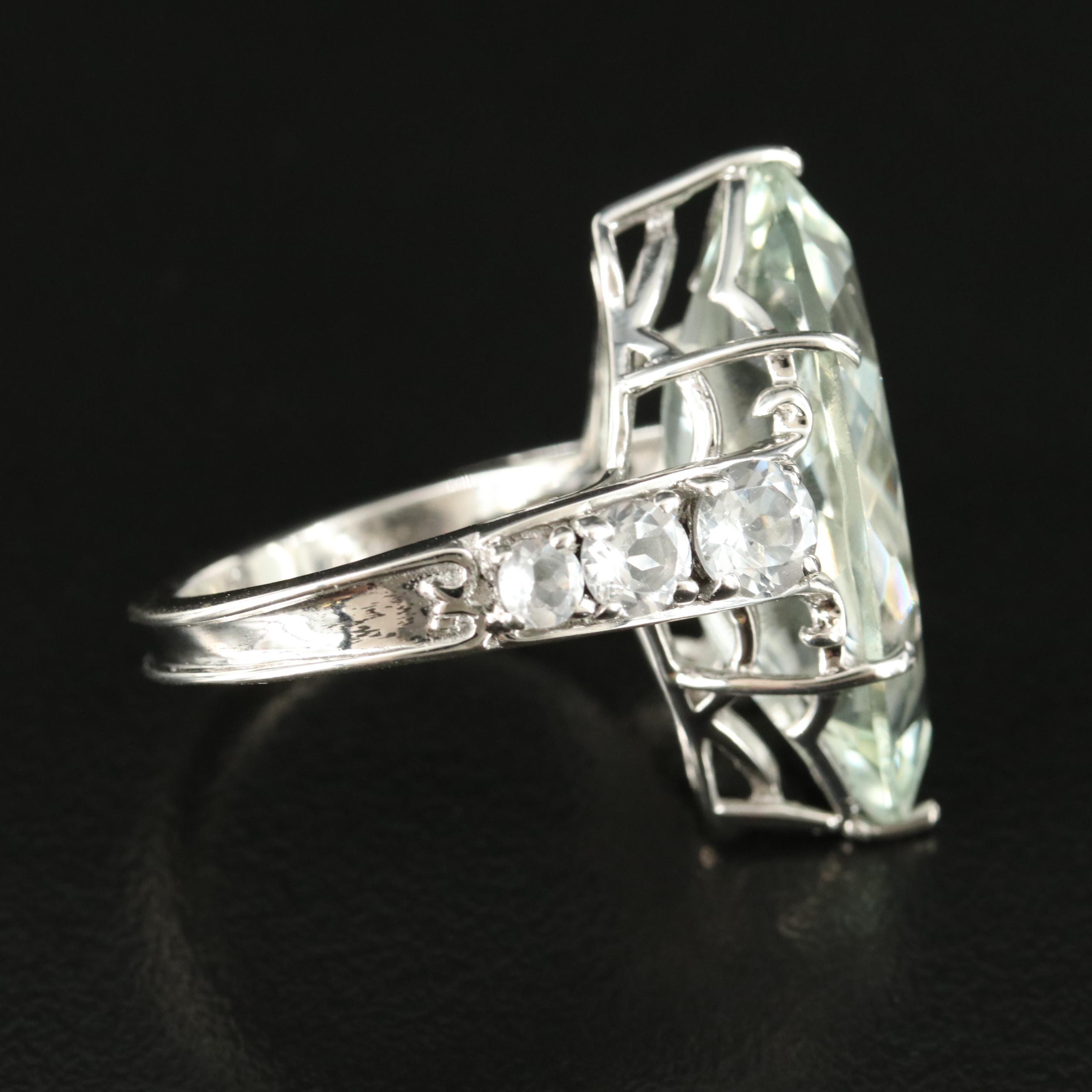 Sterling Prasiolite and Topaz Ring