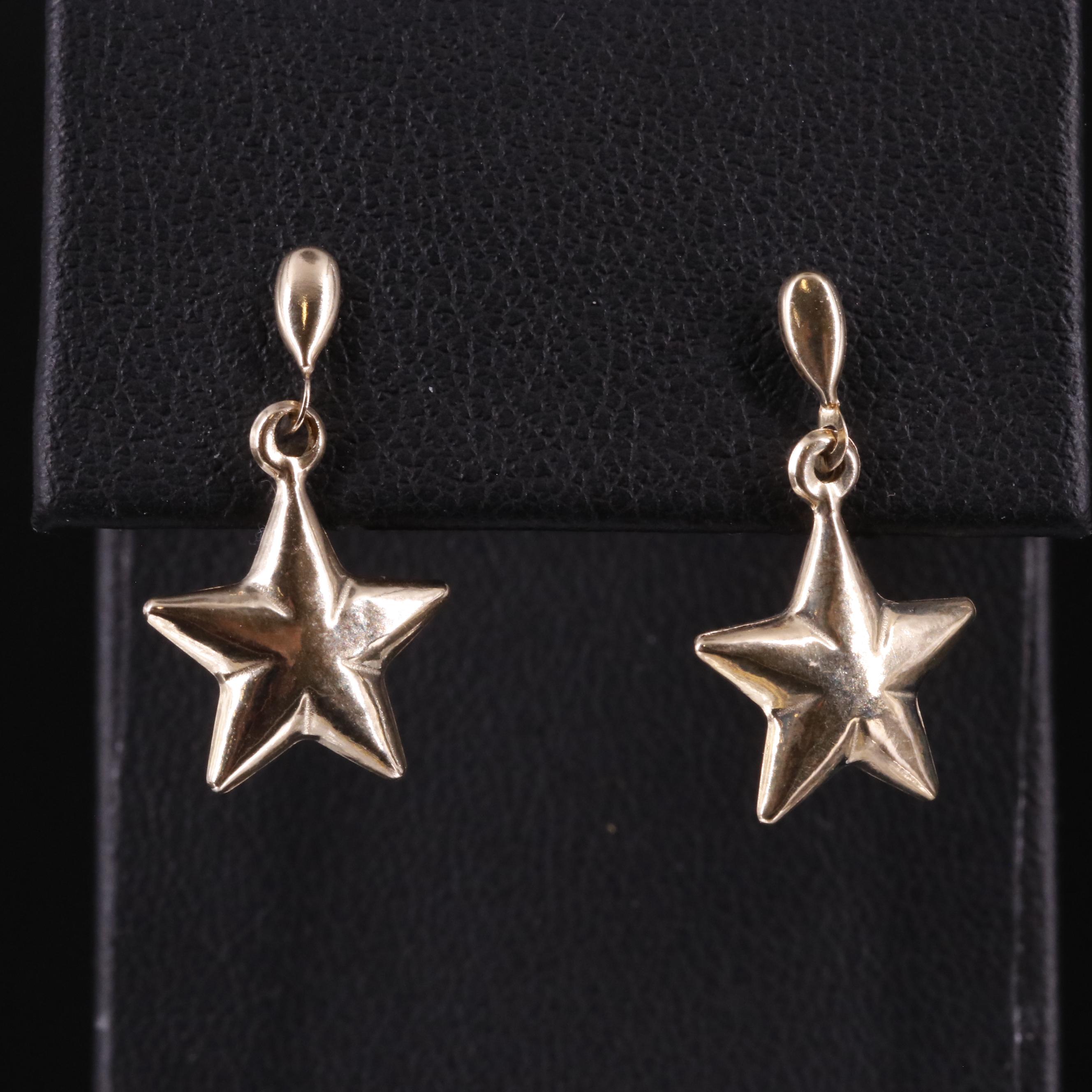 10K Star Drop Earrings