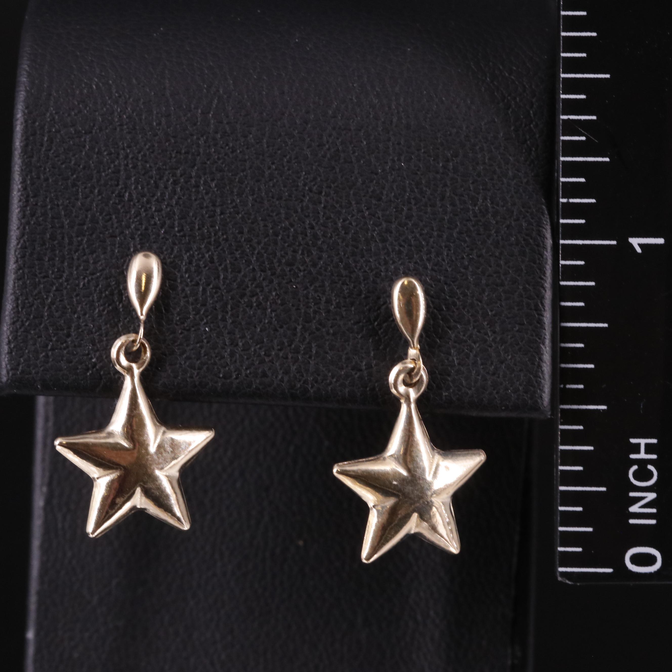 10K Star Drop Earrings