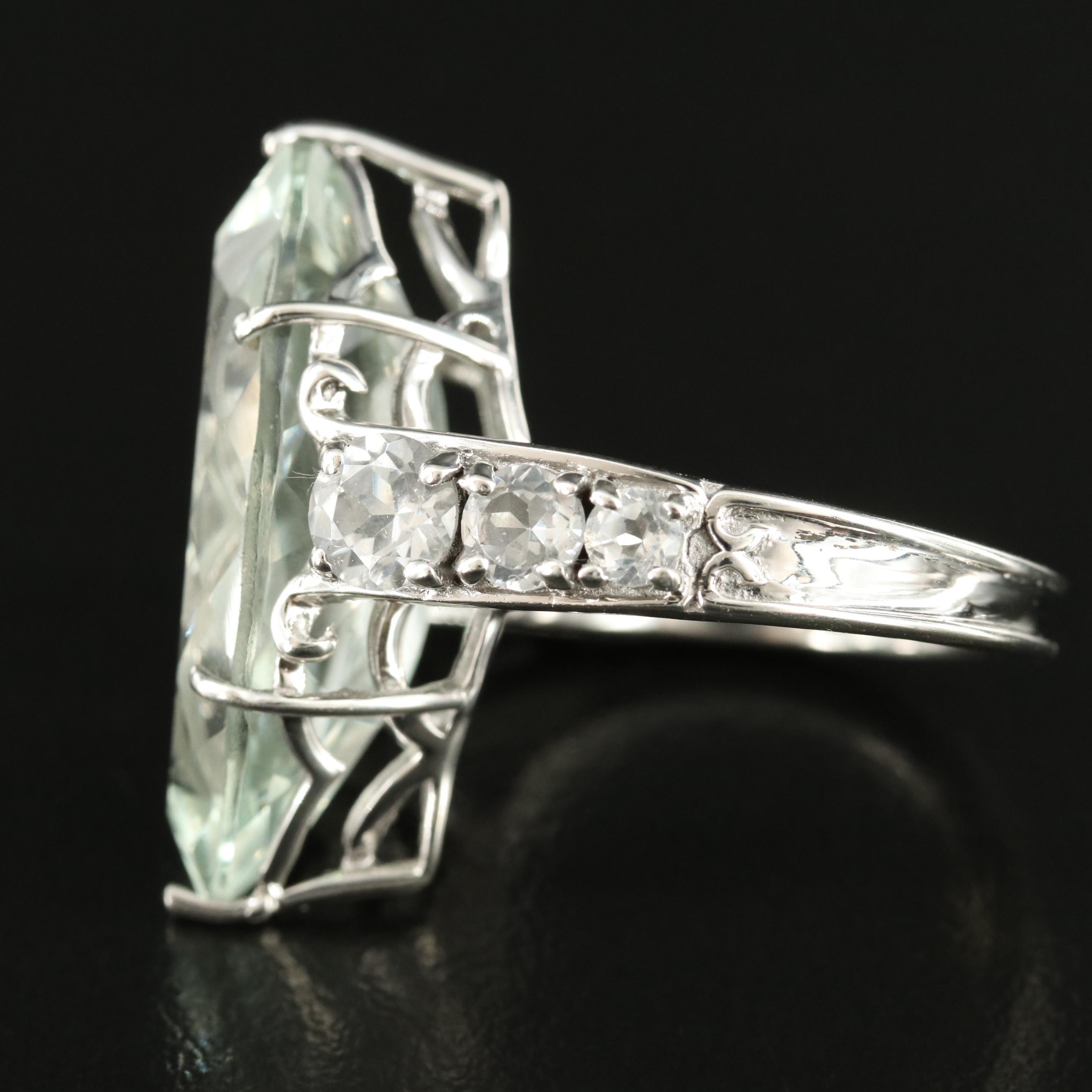 Sterling Prasiolite and Topaz Ring