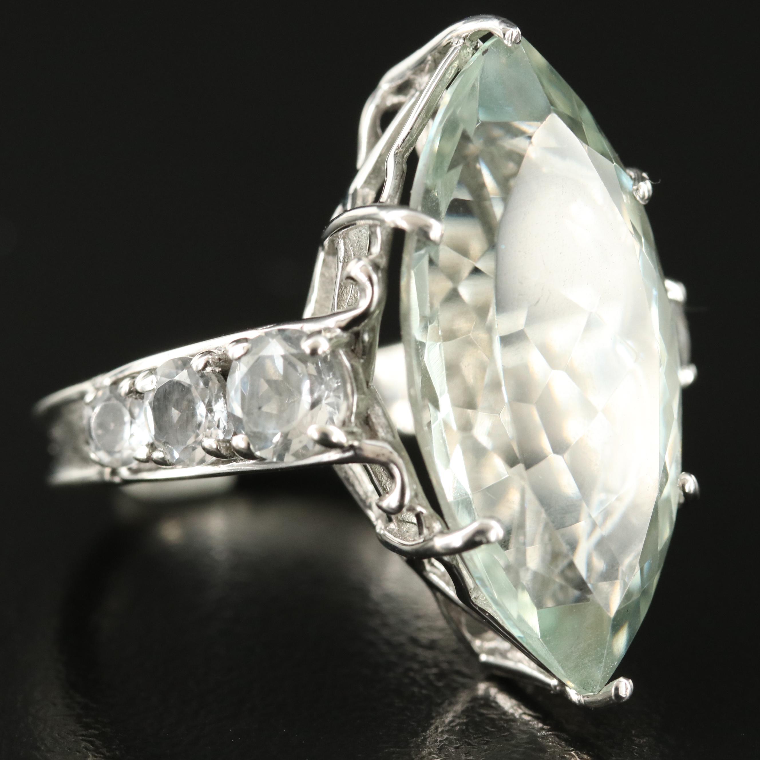 Sterling Prasiolite and Topaz Ring