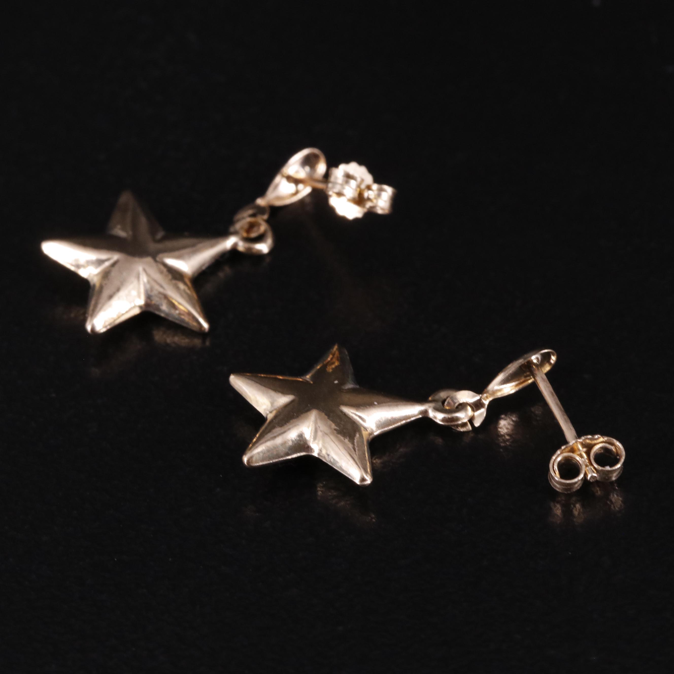 10K Star Drop Earrings