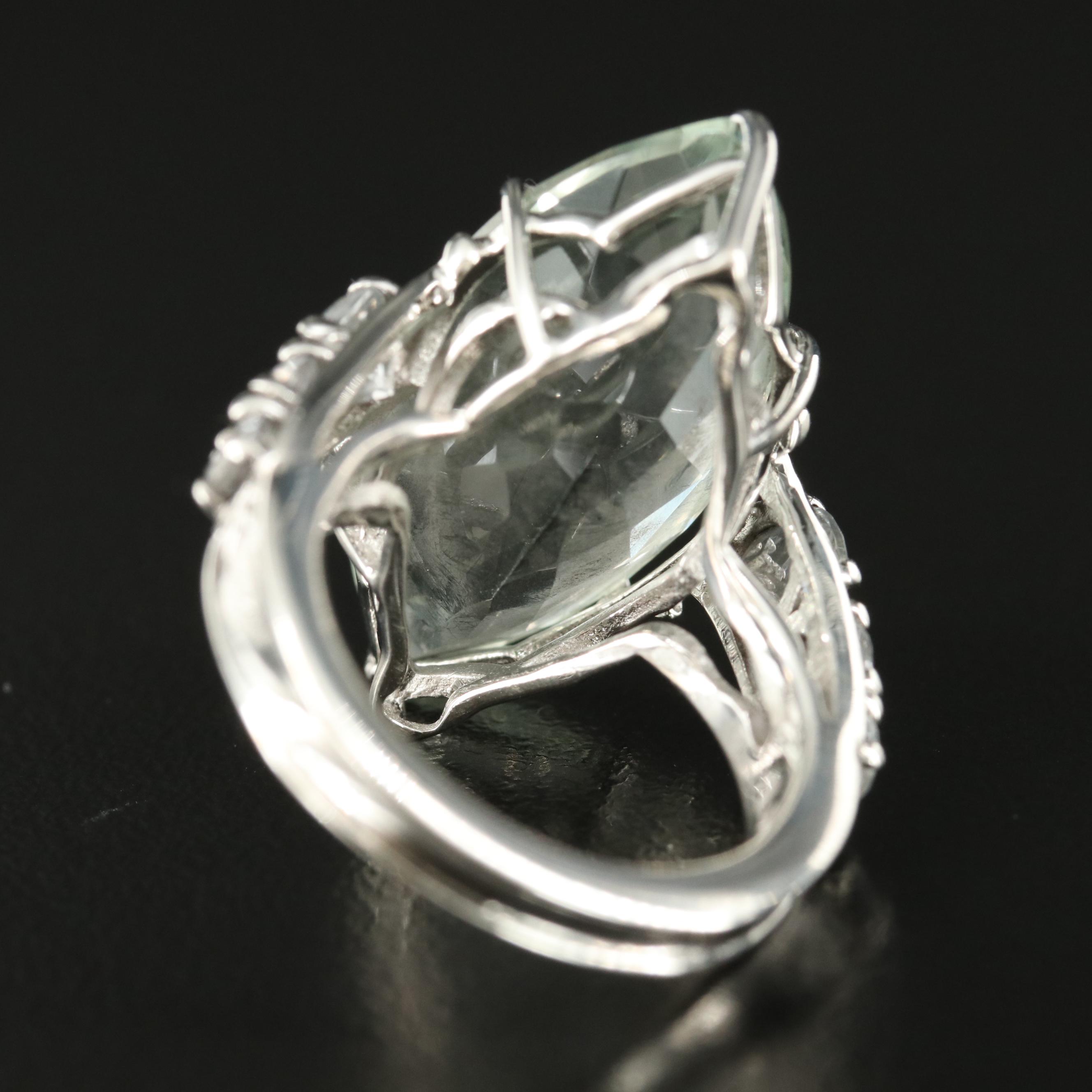 Sterling Prasiolite and Topaz Ring