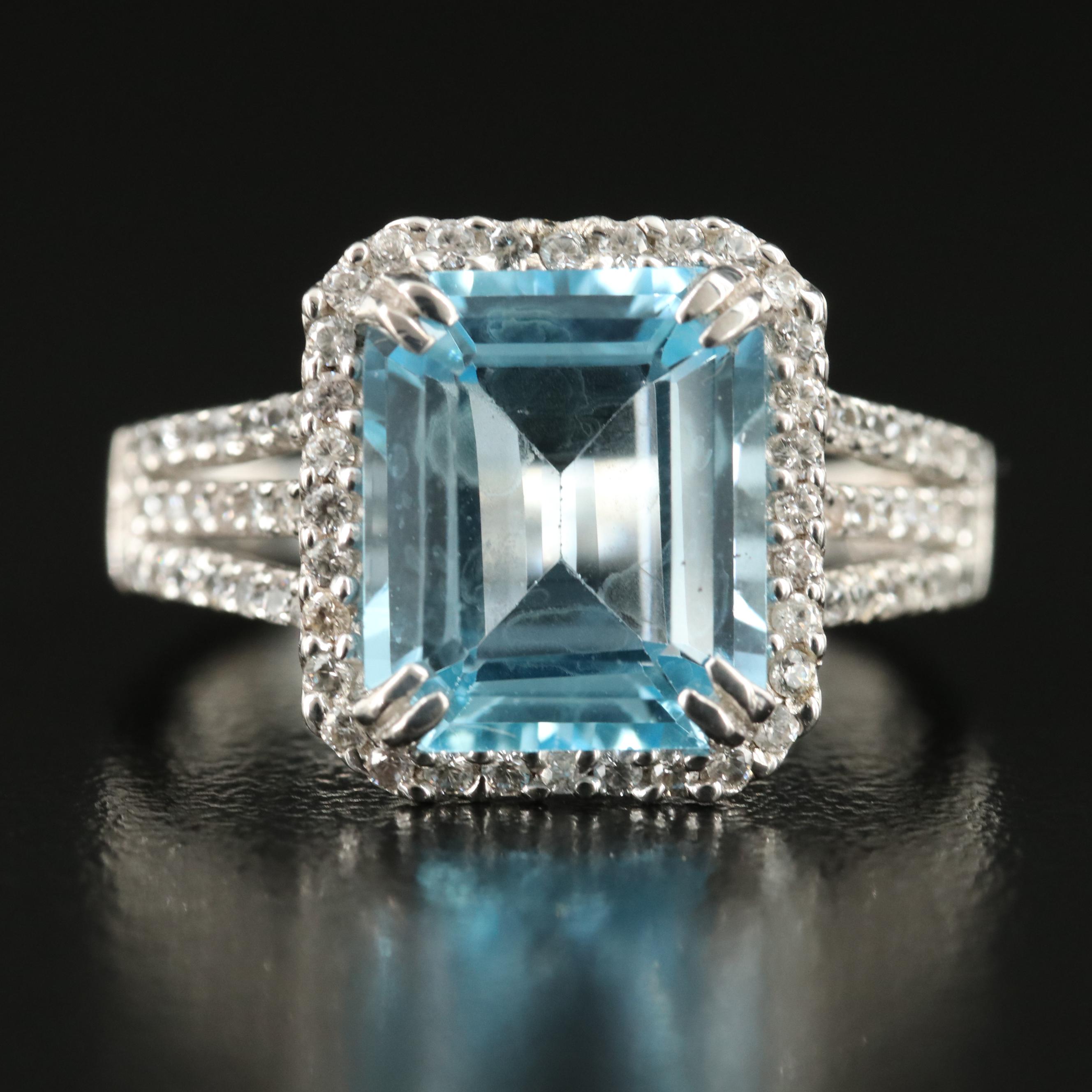 Sterling Topaz and Zircon Ring