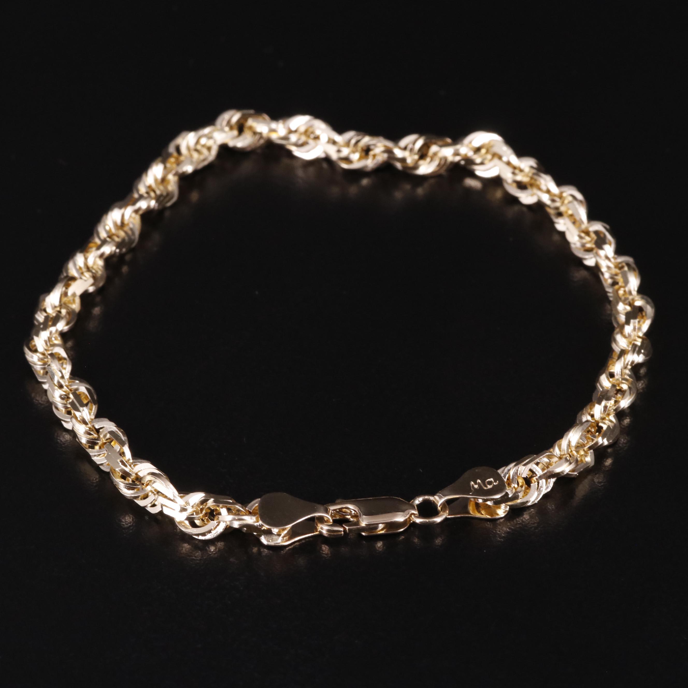10K Rope Chain Bracelet
