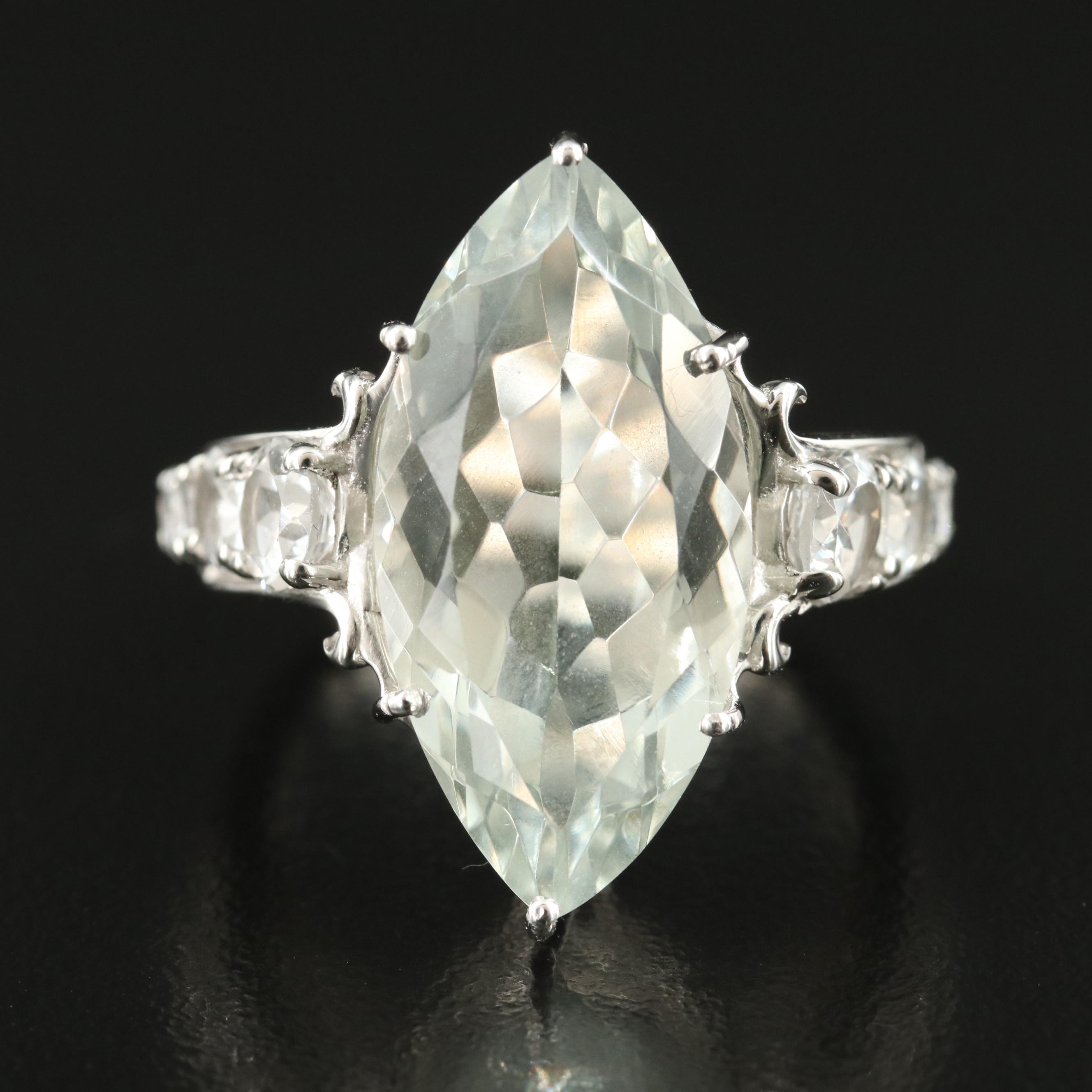Sterling Prasiolite and Topaz Ring