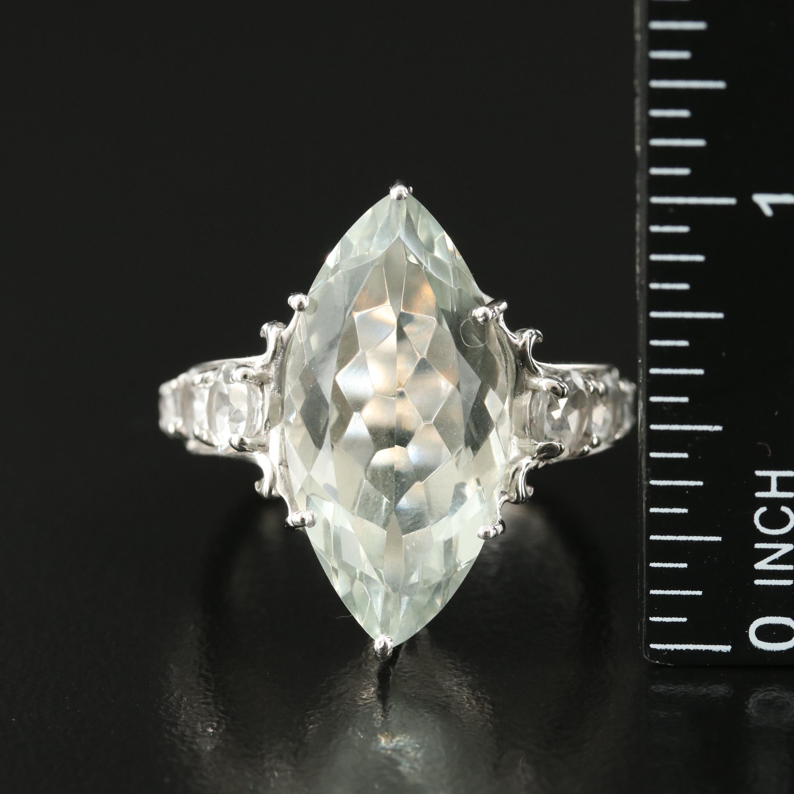 Sterling Prasiolite and Topaz Ring