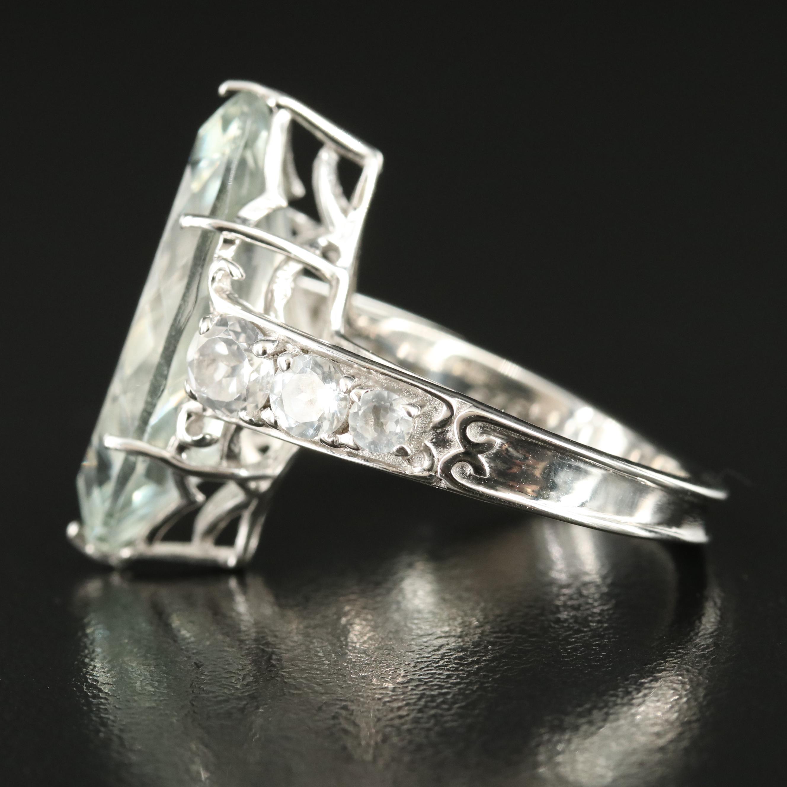 Sterling Prasiolite and Topaz Ring