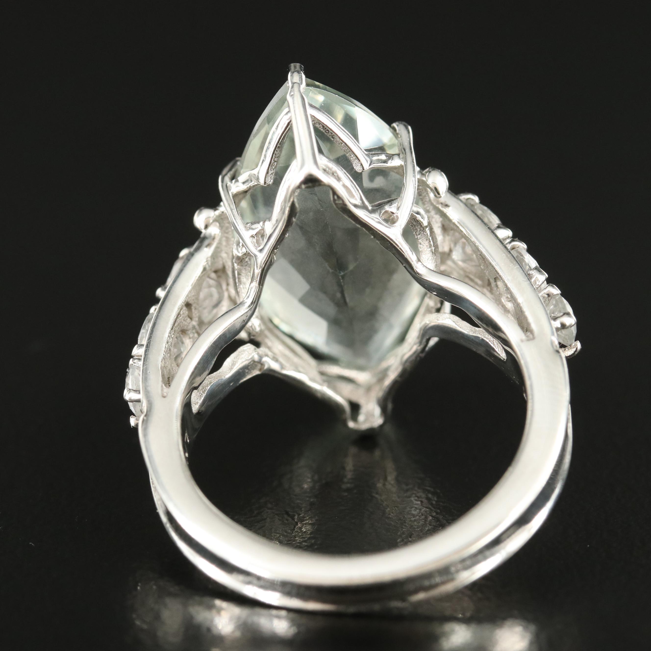 Sterling Prasiolite and Topaz Ring