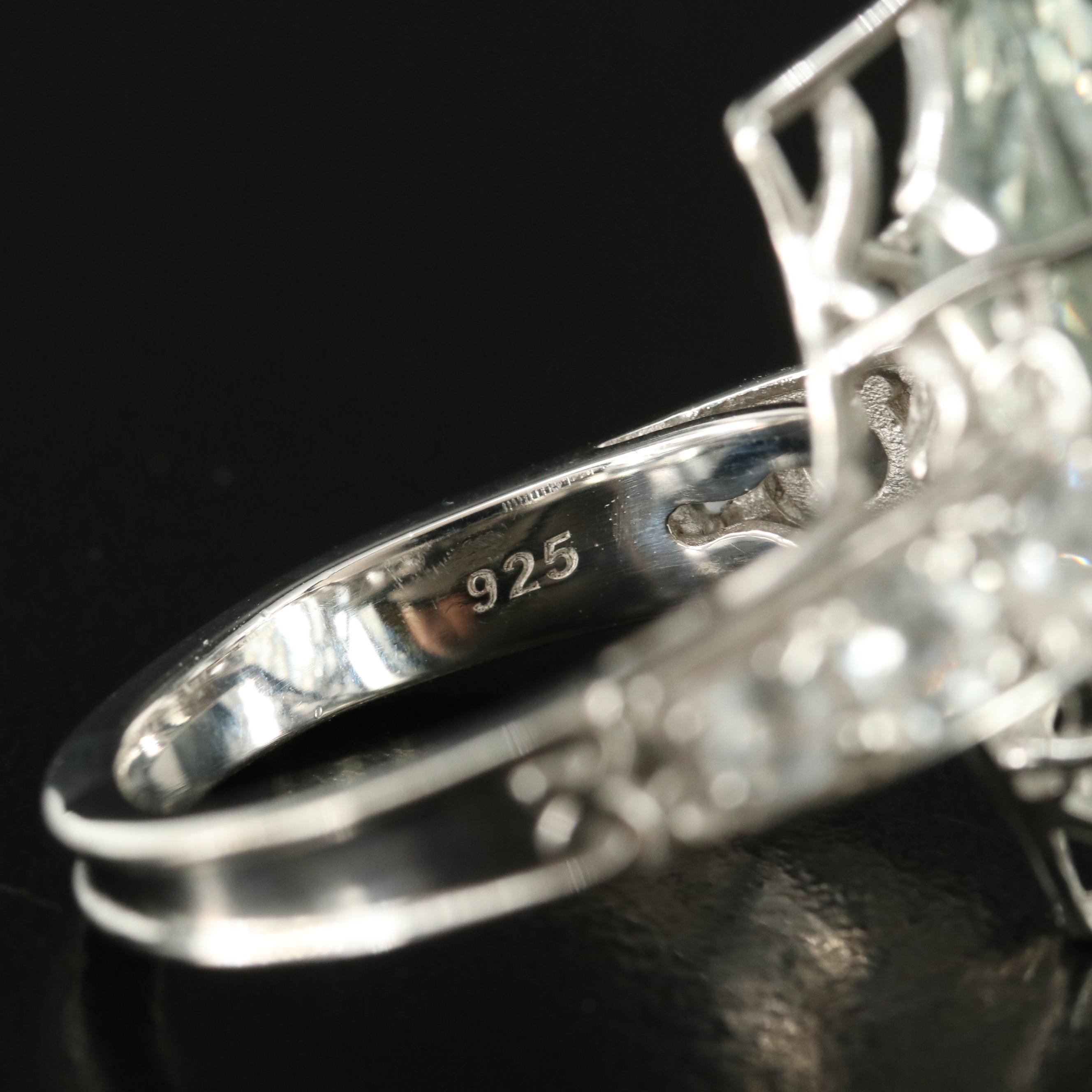 Sterling Prasiolite and Topaz Ring