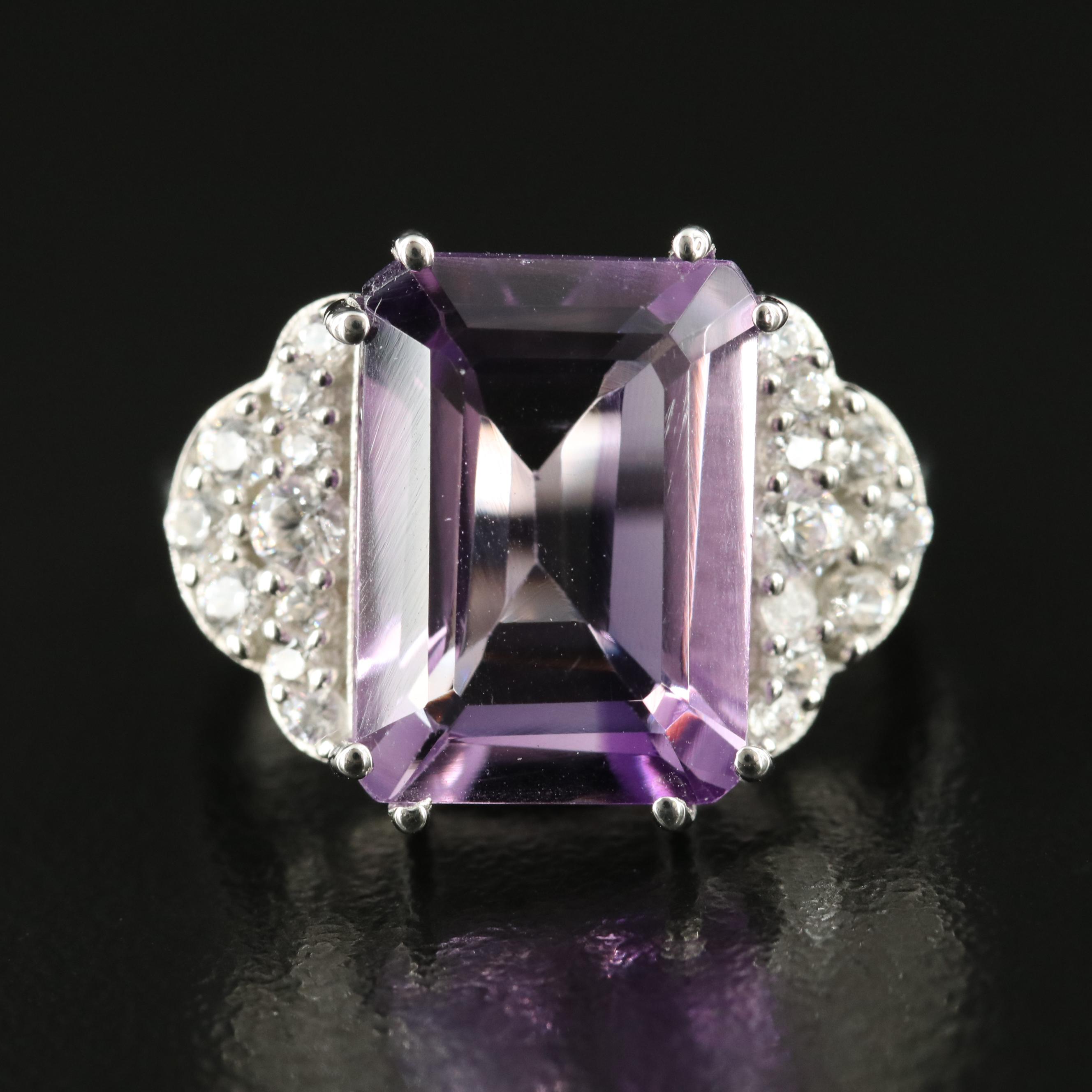 Sterling Amethyst and Zircon Ring