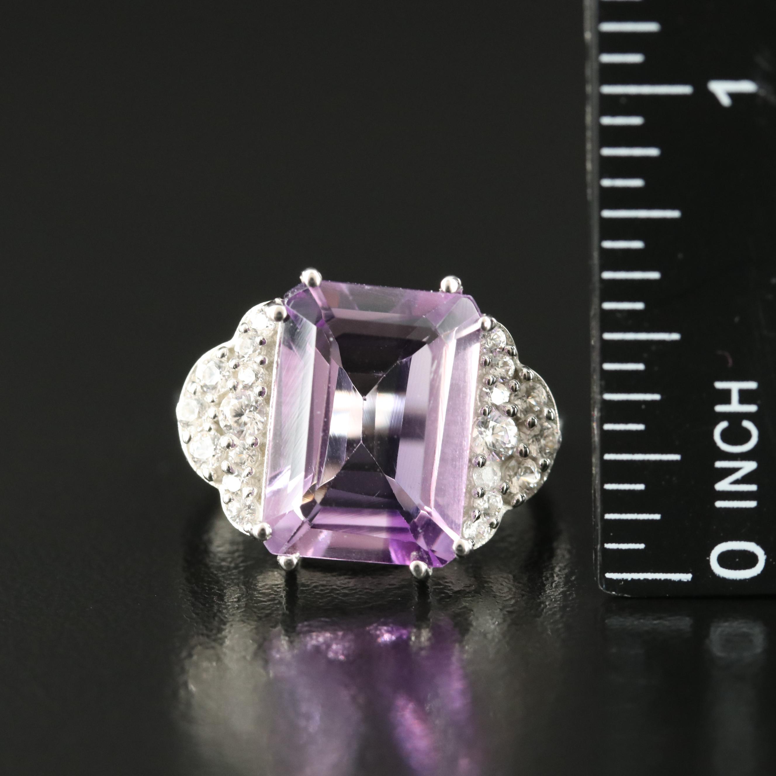 Sterling Amethyst and Zircon Ring