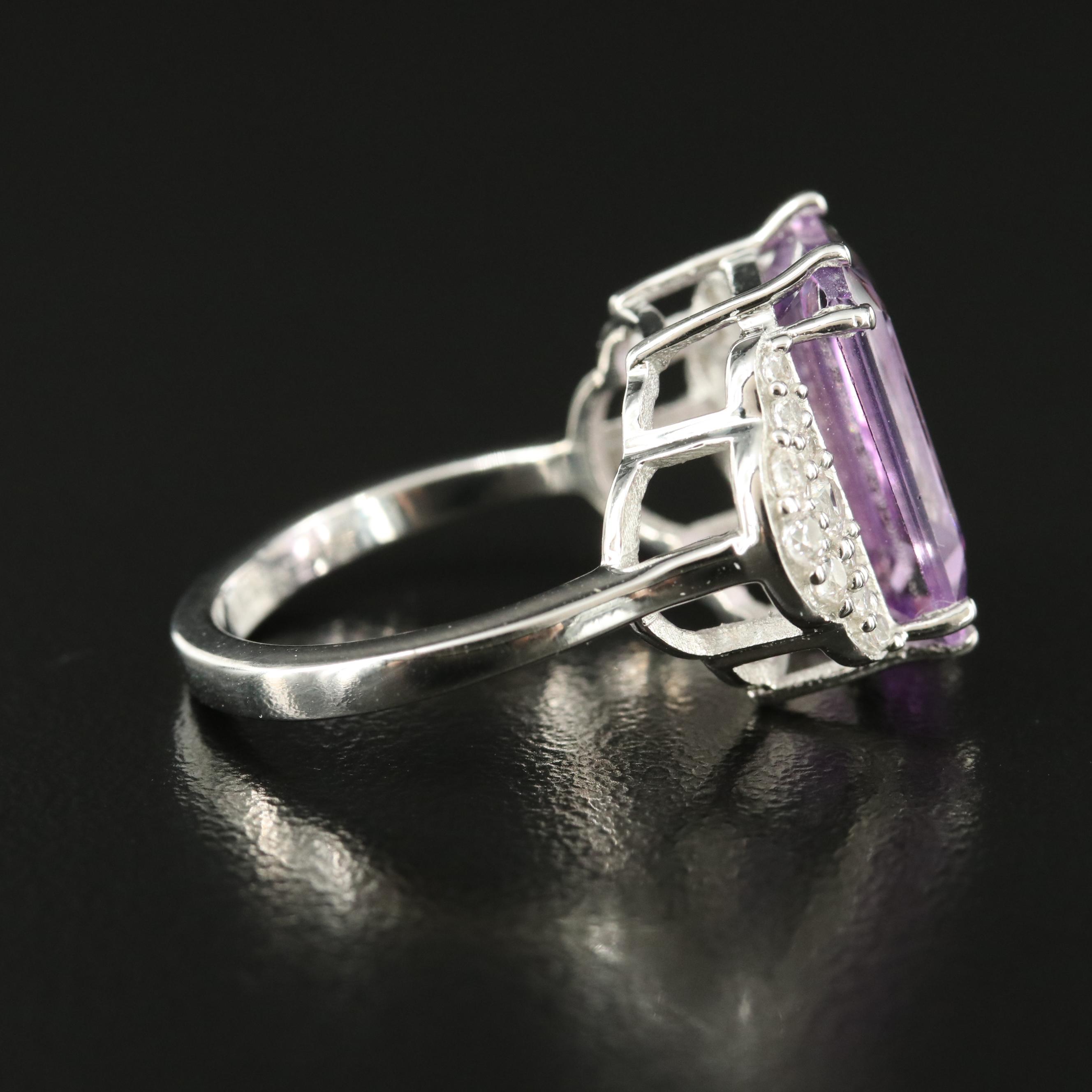 Sterling Amethyst and Zircon Ring