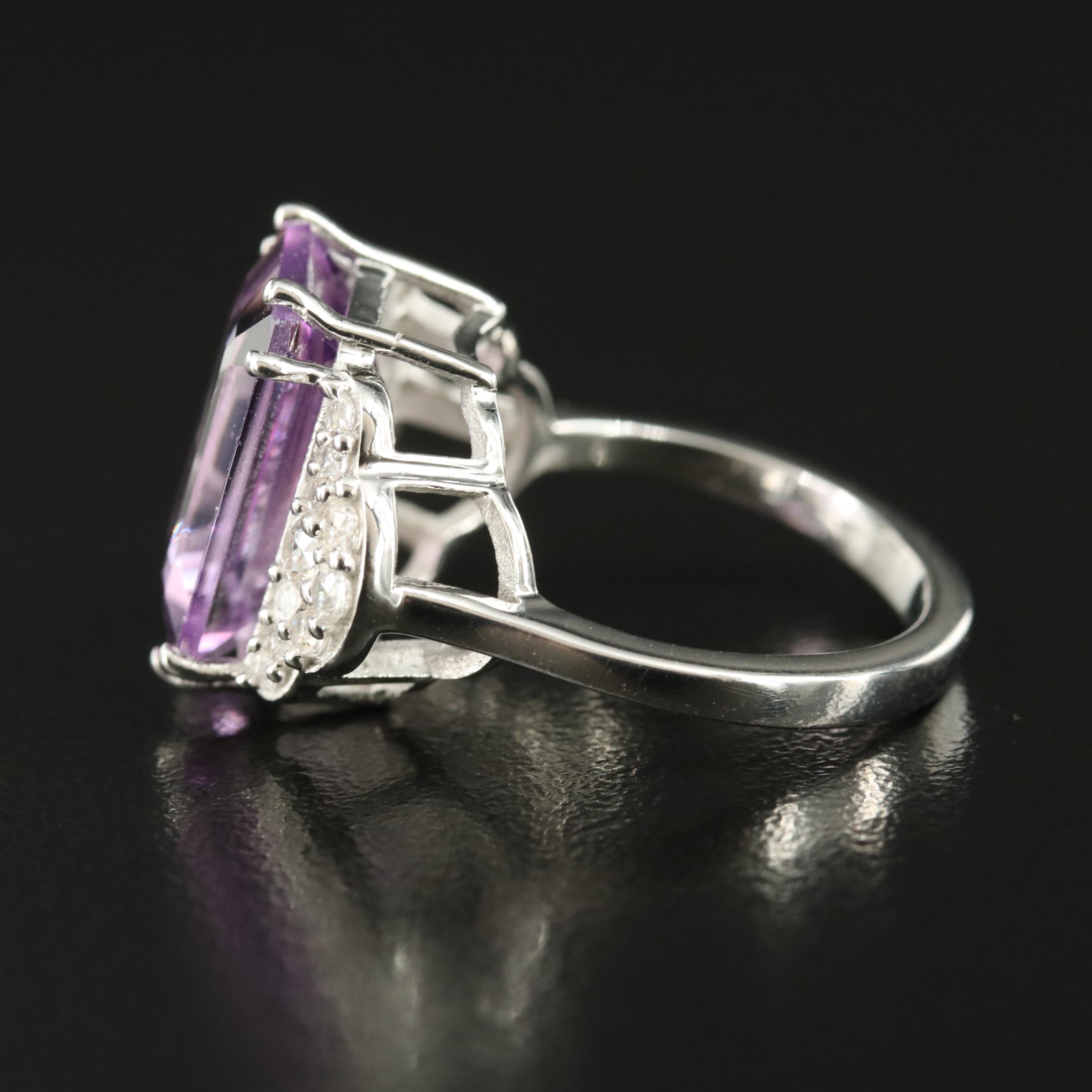 Sterling Amethyst and Zircon Ring