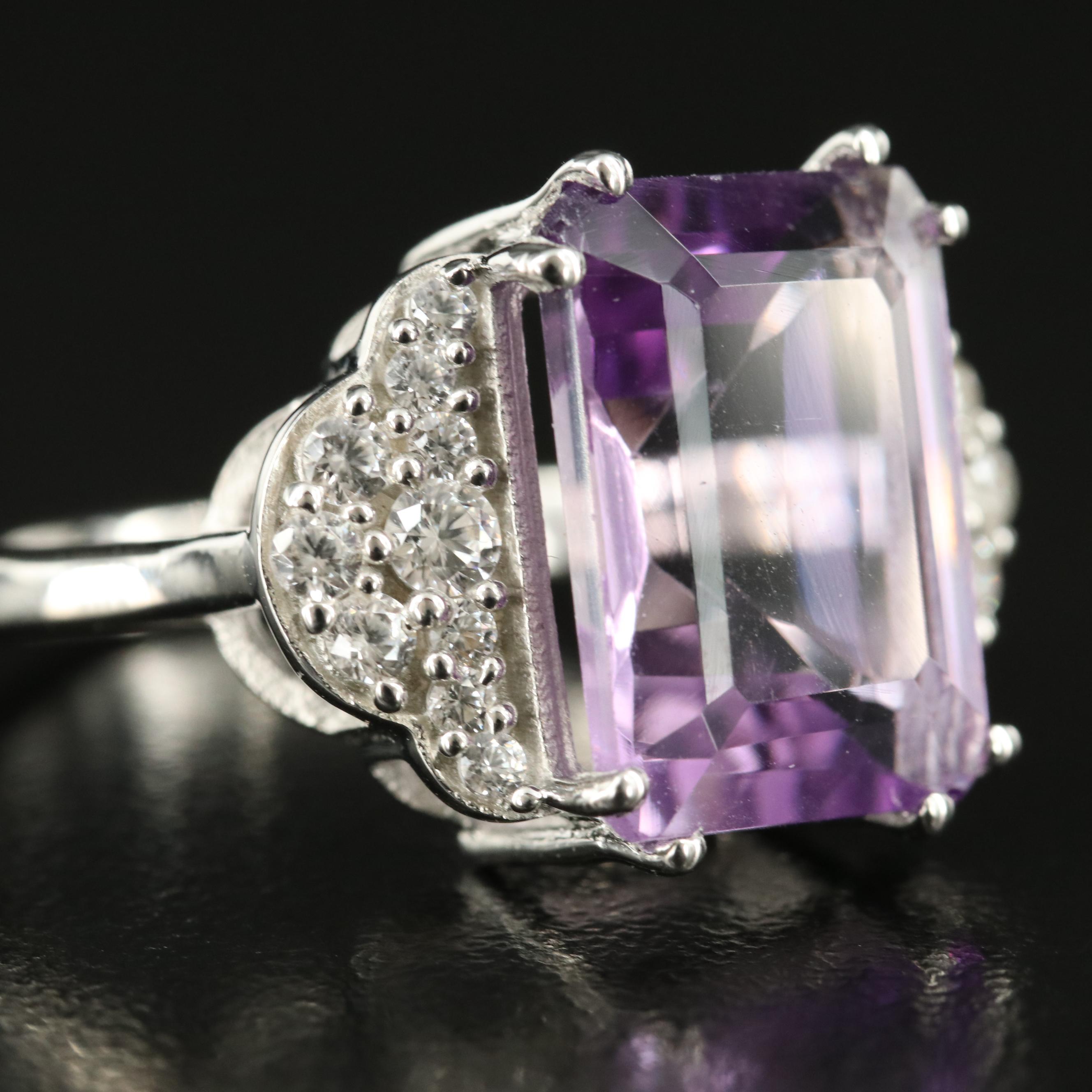 Sterling Amethyst and Zircon Ring