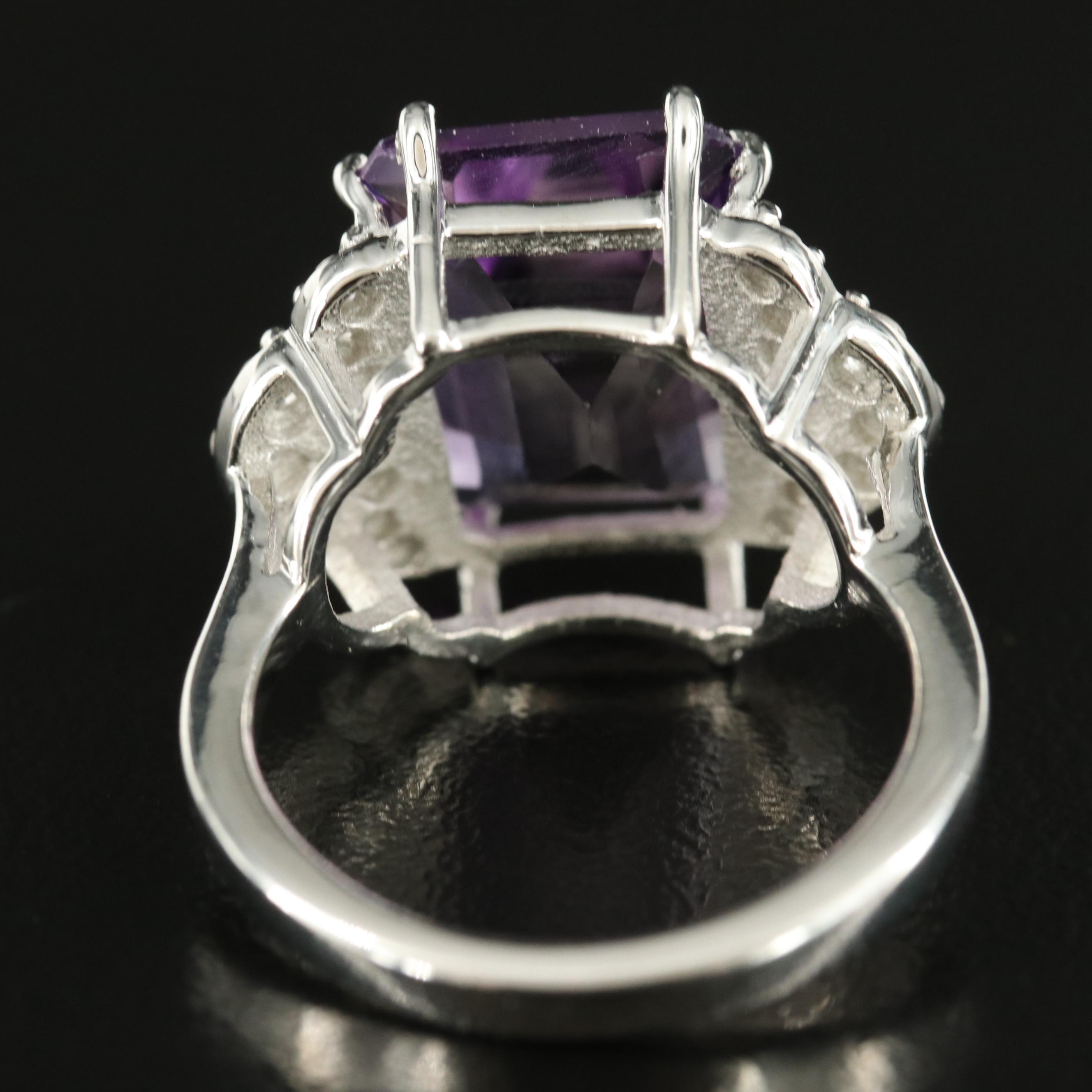 Sterling Amethyst and Zircon Ring