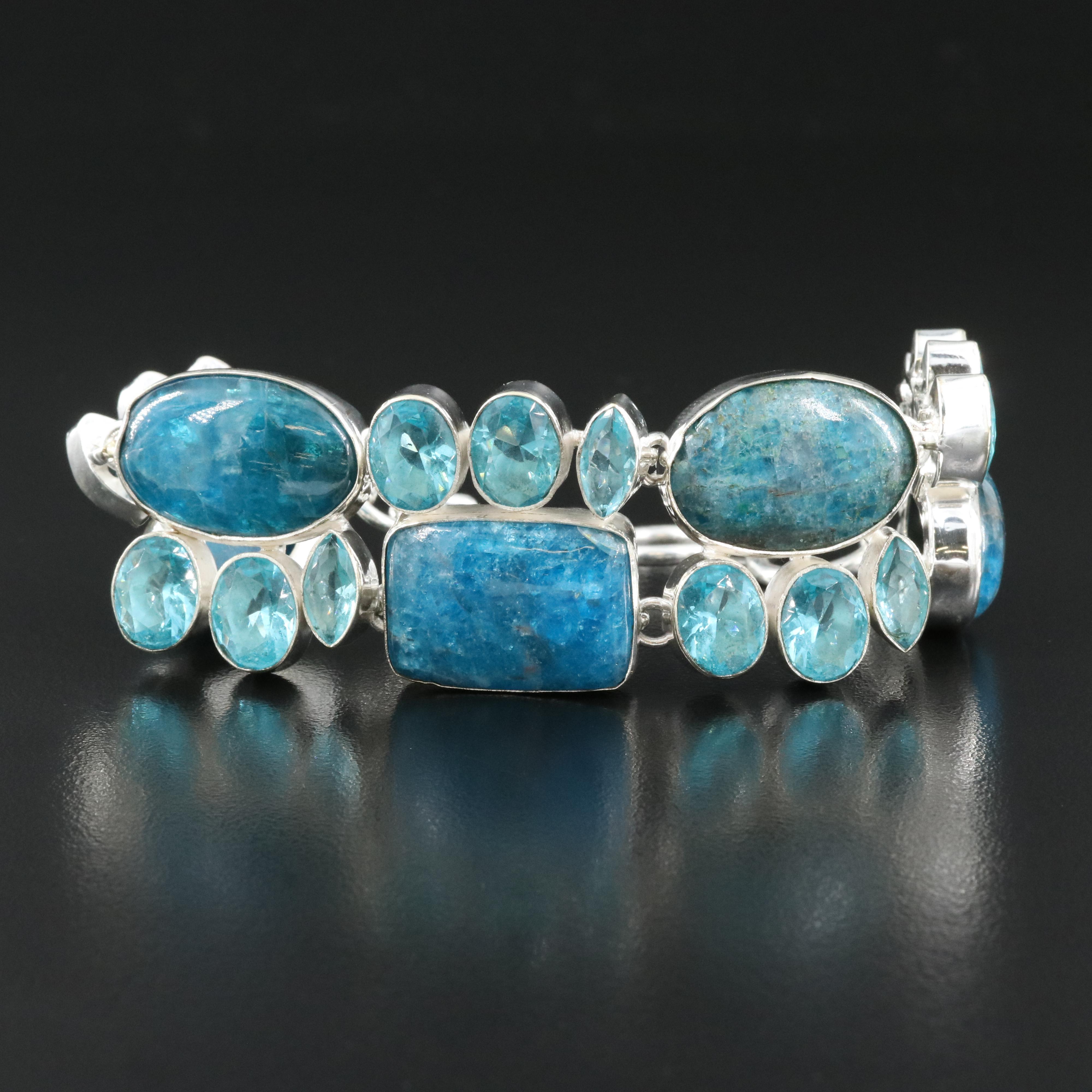 Sterling Apatite and Glass Bracelet