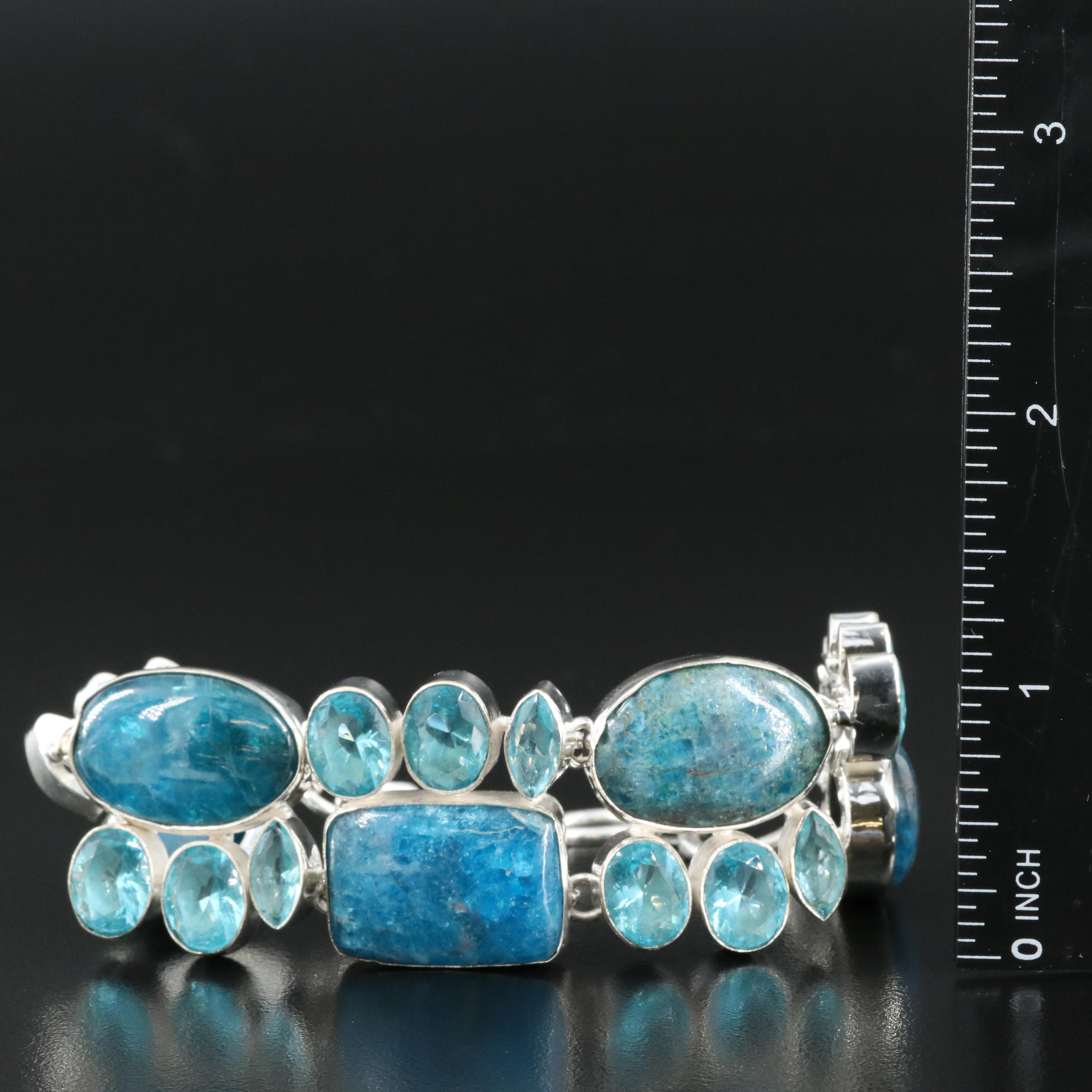 Sterling Apatite and Glass Bracelet
