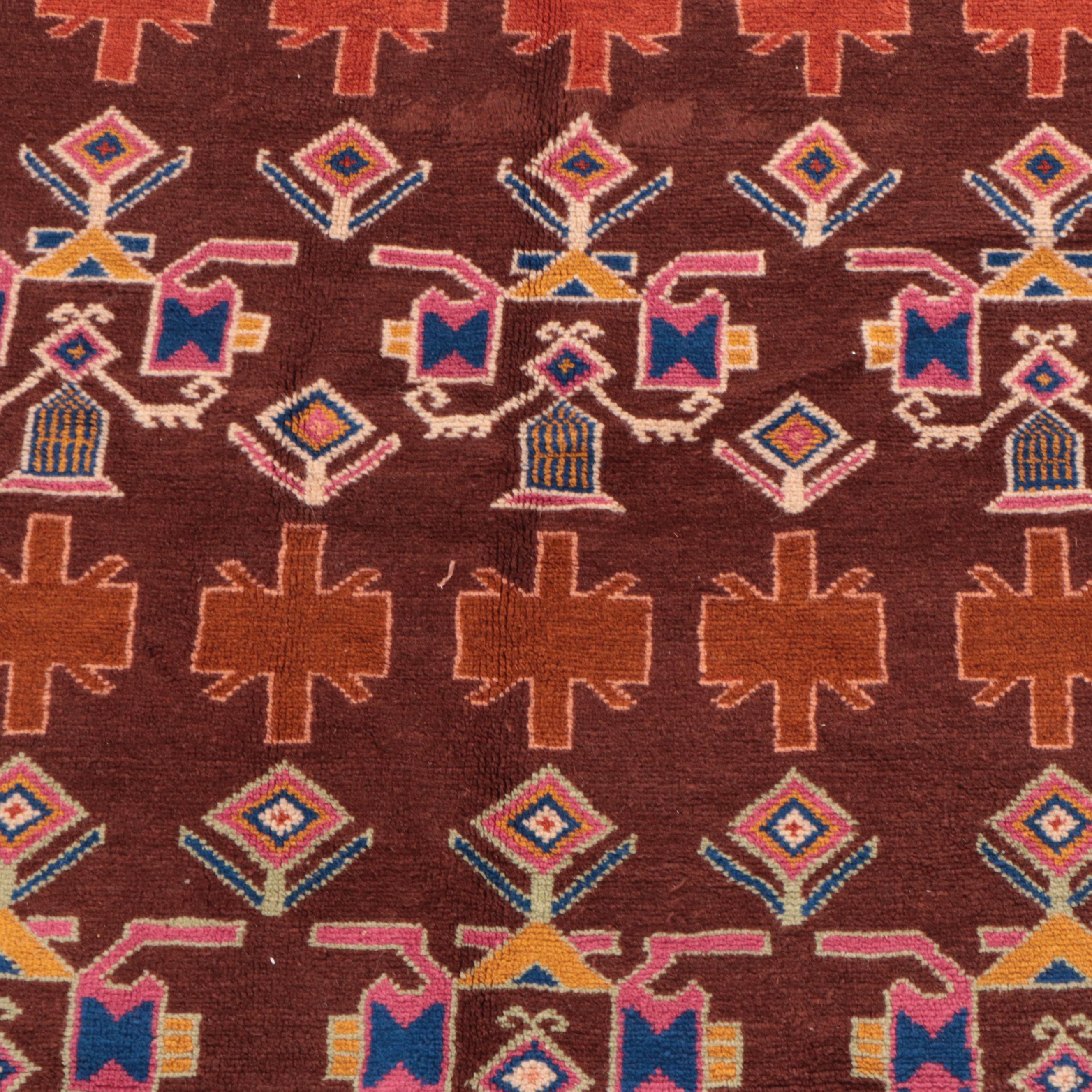 6'1 x 8'6 Hand-Knotted Afghan Baluch Area Rug